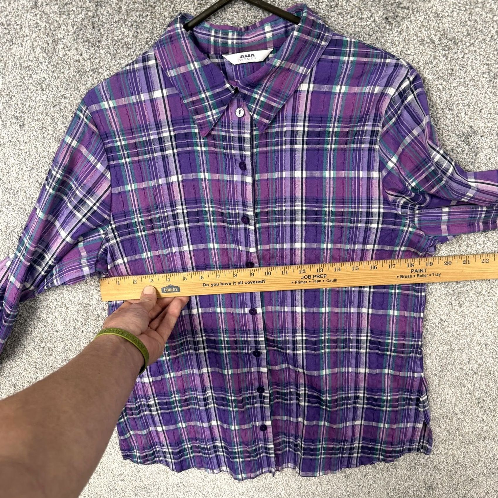 Vintage Alia Button Up Shirt M Purple Plaid Lightweight Layering Granola Girl Cabincore Womens Button-Up Shirt Long Sleeve Collared Size M / US 6-8 / IT 42-44 - 4 Thumbnail