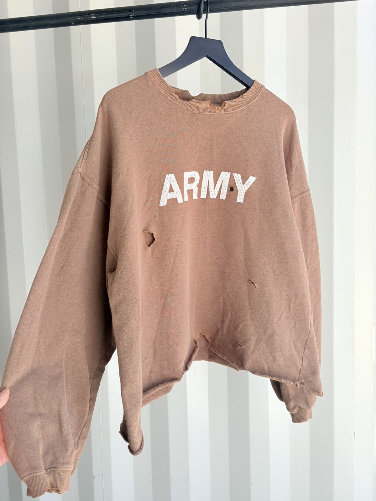Vintage Thrashed Army Distressed Faded Sweatshirt Grunge Band Size US XL / EU 56 / 4 - 1 Thumbnail