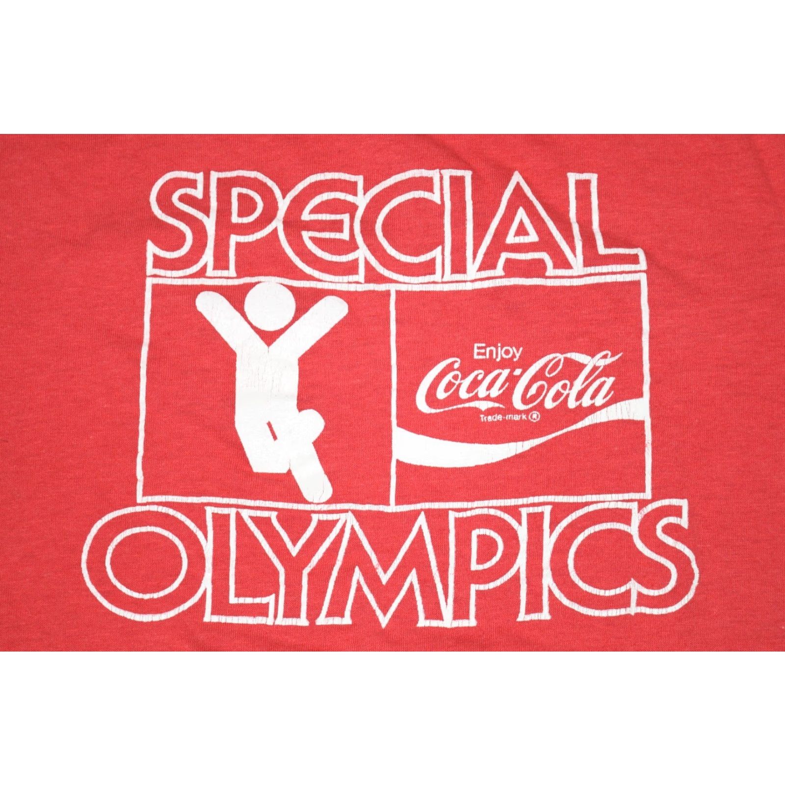 Vintage VINTAGE 80s SPECIAL OLYMPICS VOLUNTEER Coca-Cola Advertising Men's T-Shirt M Red Stedman Size US M / EU 48-50 / 2 - 2 Thumbnail