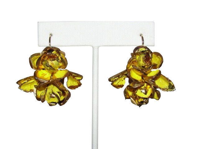 Designer Alberto Juan Yellow Enamel Flower Dangle Earrings Size ONE SIZE - 1 Thumbnail