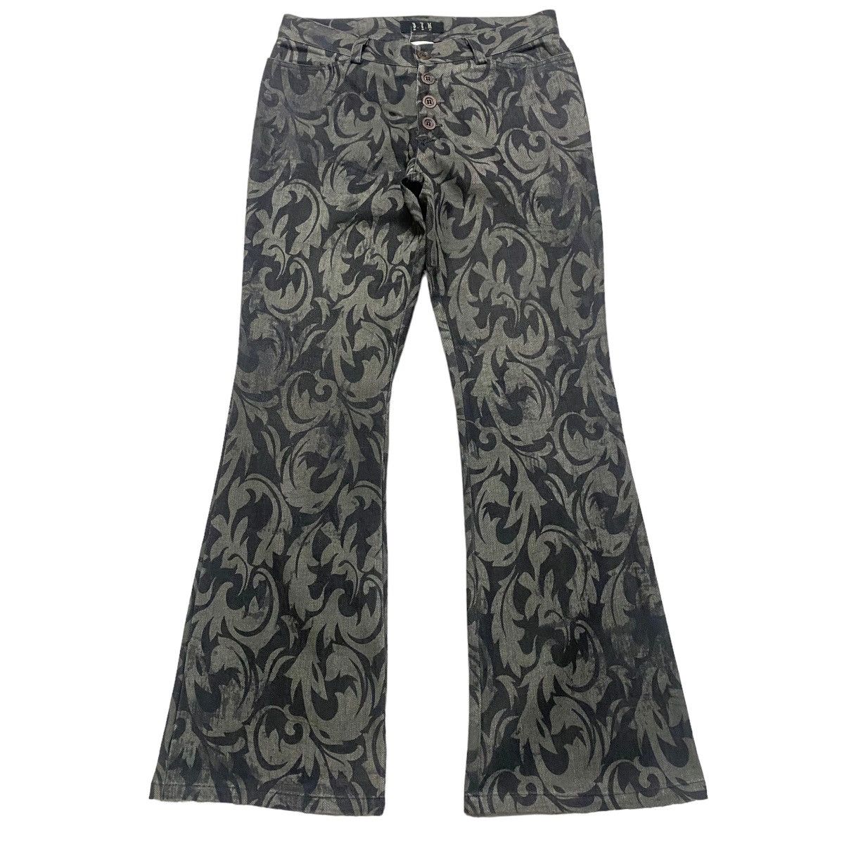 Japanese Brand BLACK PEACE NOW Tribal Coated Flare Pants Size US 28 / EU 44 - 1 Thumbnail