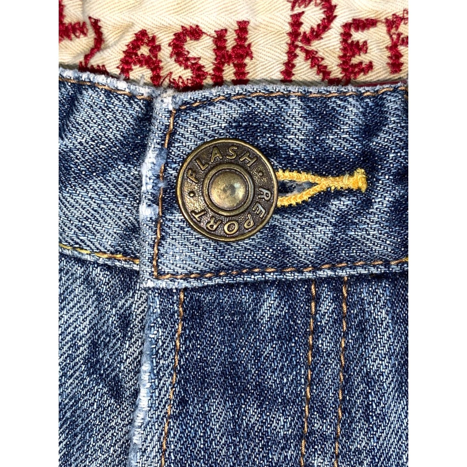 Denime Flash Report Denim Shorts Mens M Blue 5-Pocket Design Distressed Pockets Jorts Japanese Streetwear 12091 Size US 31 - 4 Thumbnail