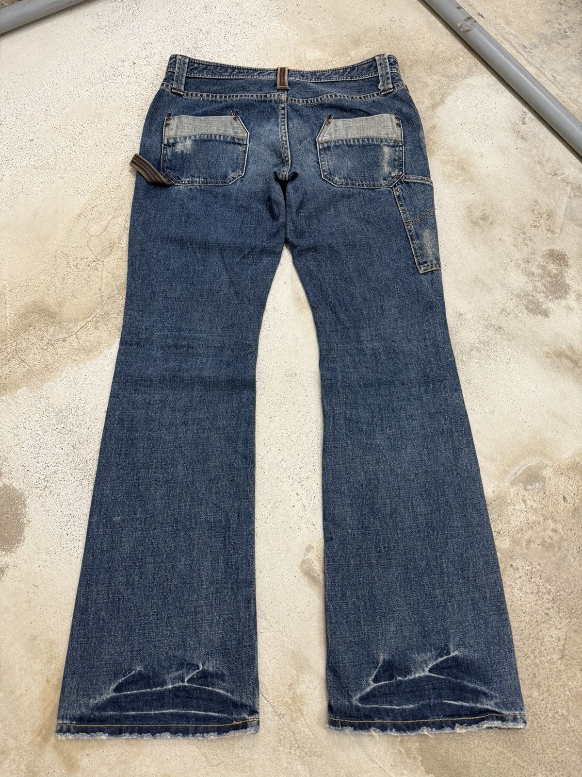 Japanese Brand Back Number Flare Carpenter Whisker Denim Pants Size US 31 - 2 Thumbnail