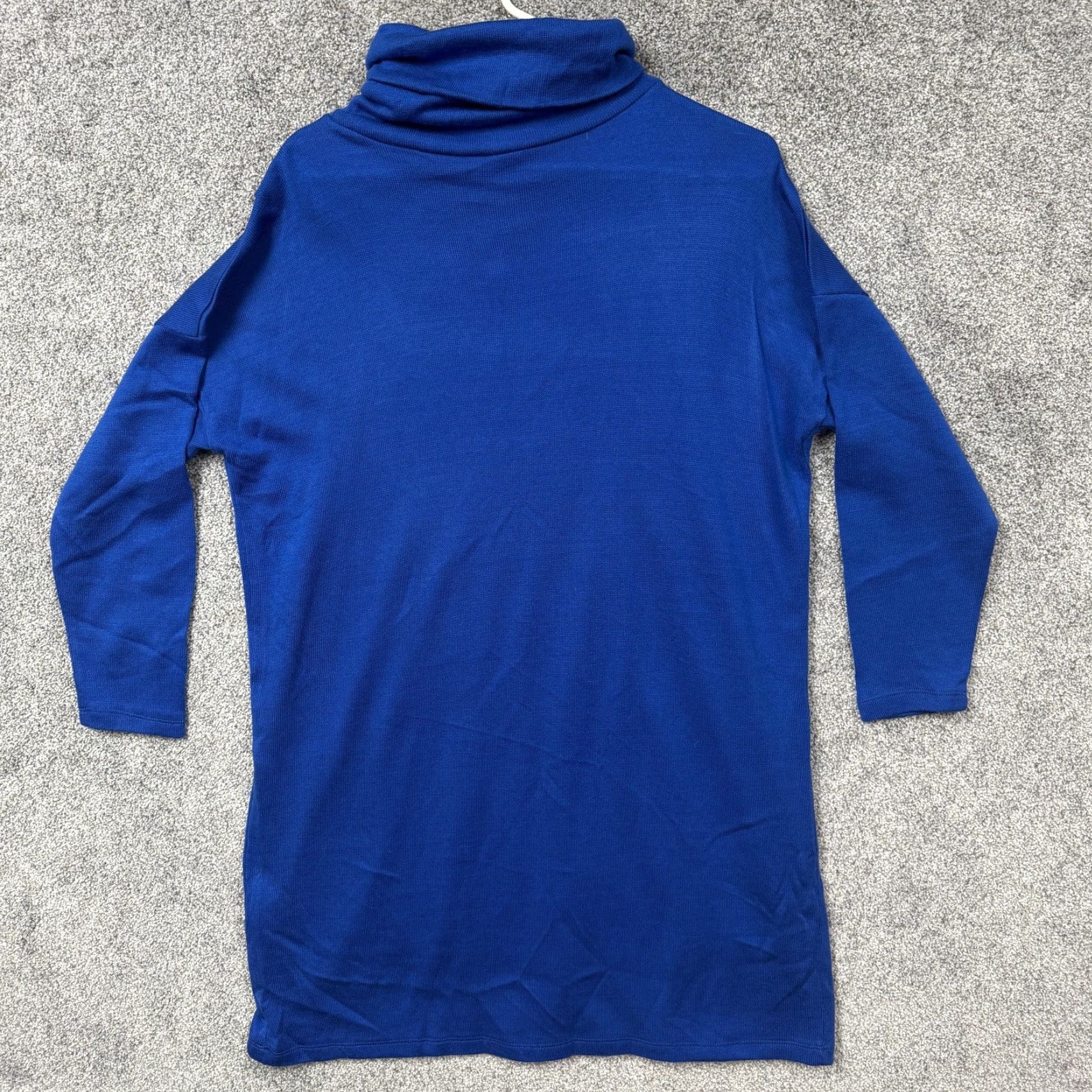 Vintage Milan Kiss Dress Sweater Blue Cowl Neck Dolman Sleeve M Womens Short Above-Knee Quality Knit Stretch Pullover Casual Fall Winter Size M / US 6-8 / IT 42-44 - 7 Thumbnail