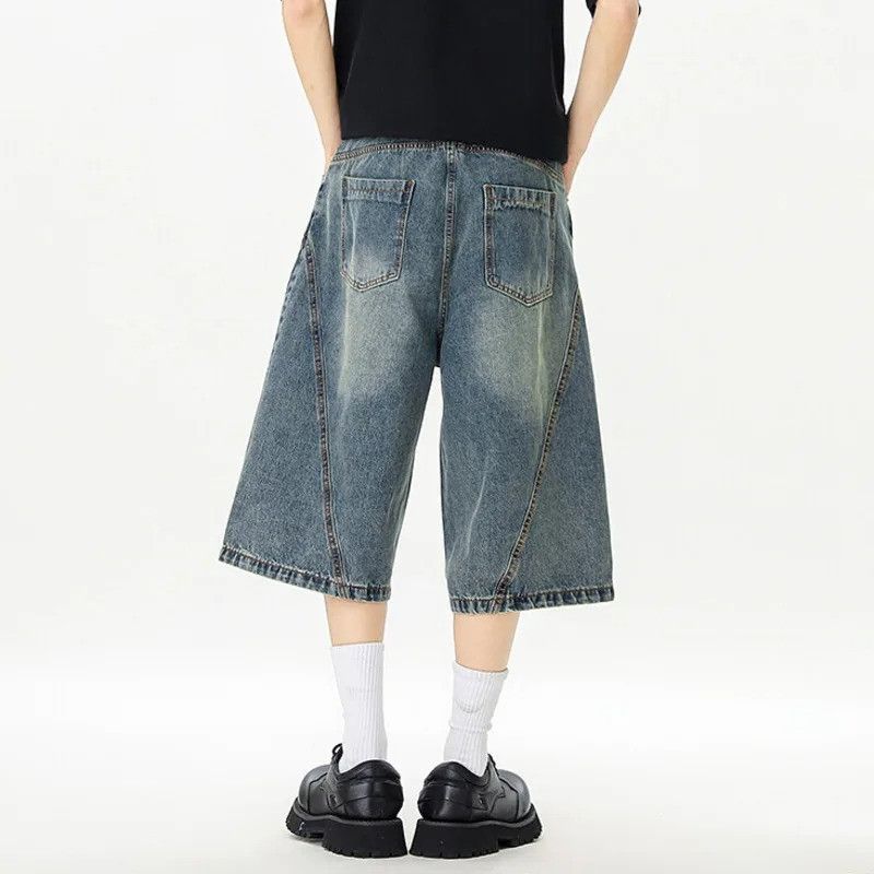 Jean Wide Leg Washed Denim Shorts Men Simple Summer Size US 34 / EU 50 - 2 Thumbnail