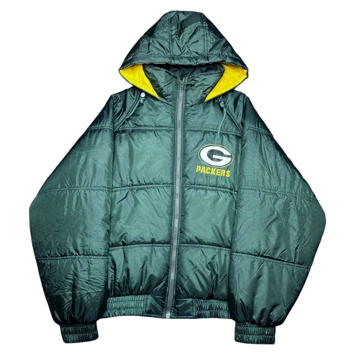 1990s NFL Green Bay Packers Game Day Spell Out Puffer Jacket