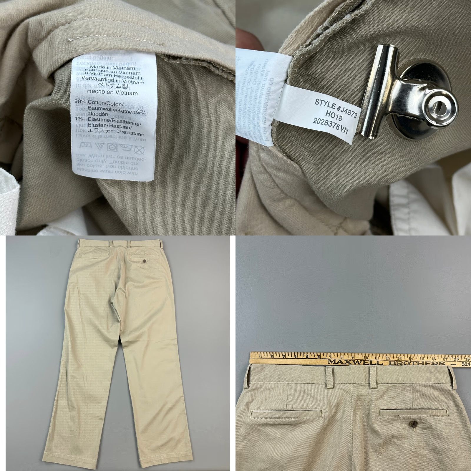 J.Crew J Crew Mercantile Flex Pants Mens 35x34 35x33 Beige Flat Front Chino Relaxed Size US 35 - 8 Thumbnail