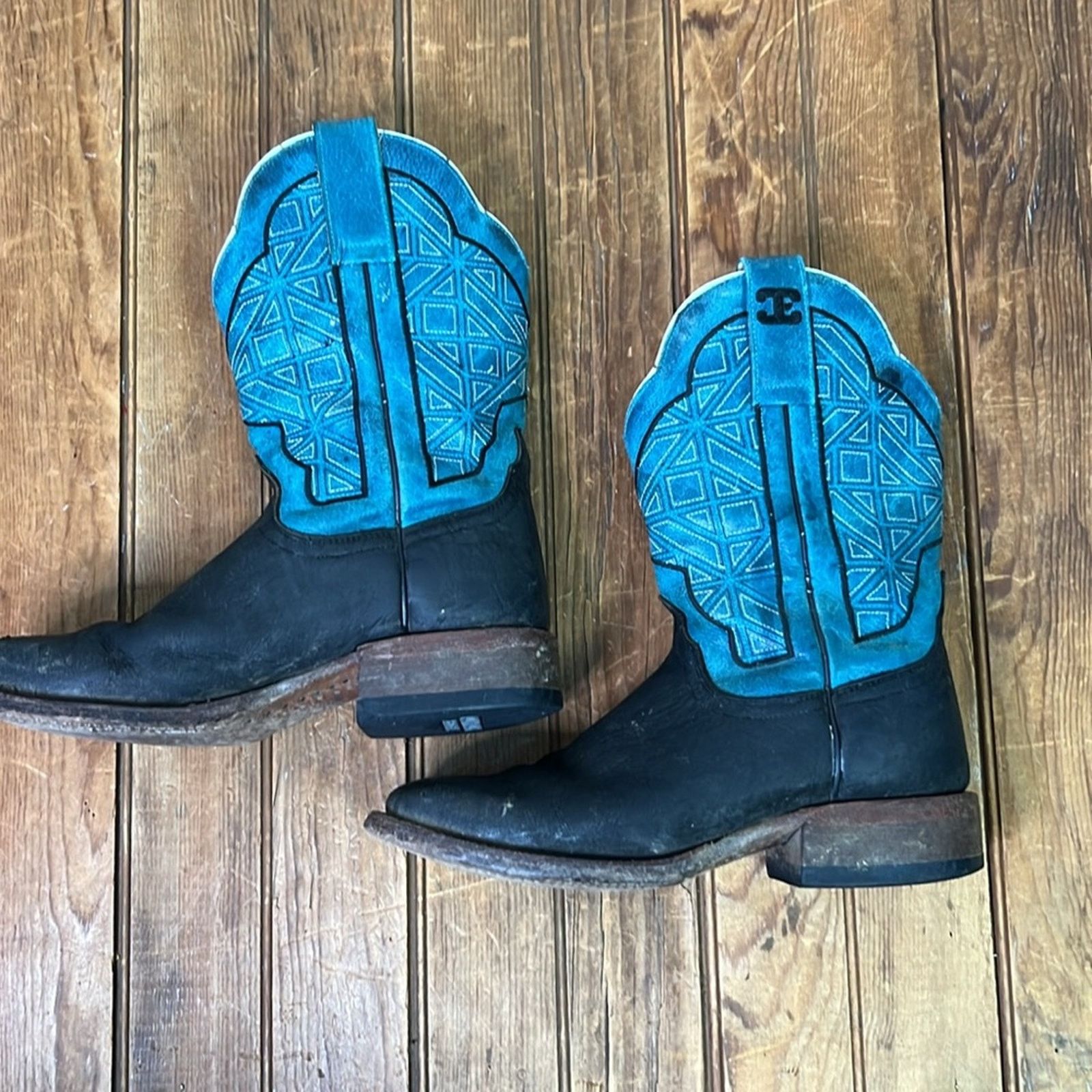 CINCH Mens Cinch Edge great handmade cowboy boots teal black Size US 6.5 / EU 39-40 - 3 Thumbnail