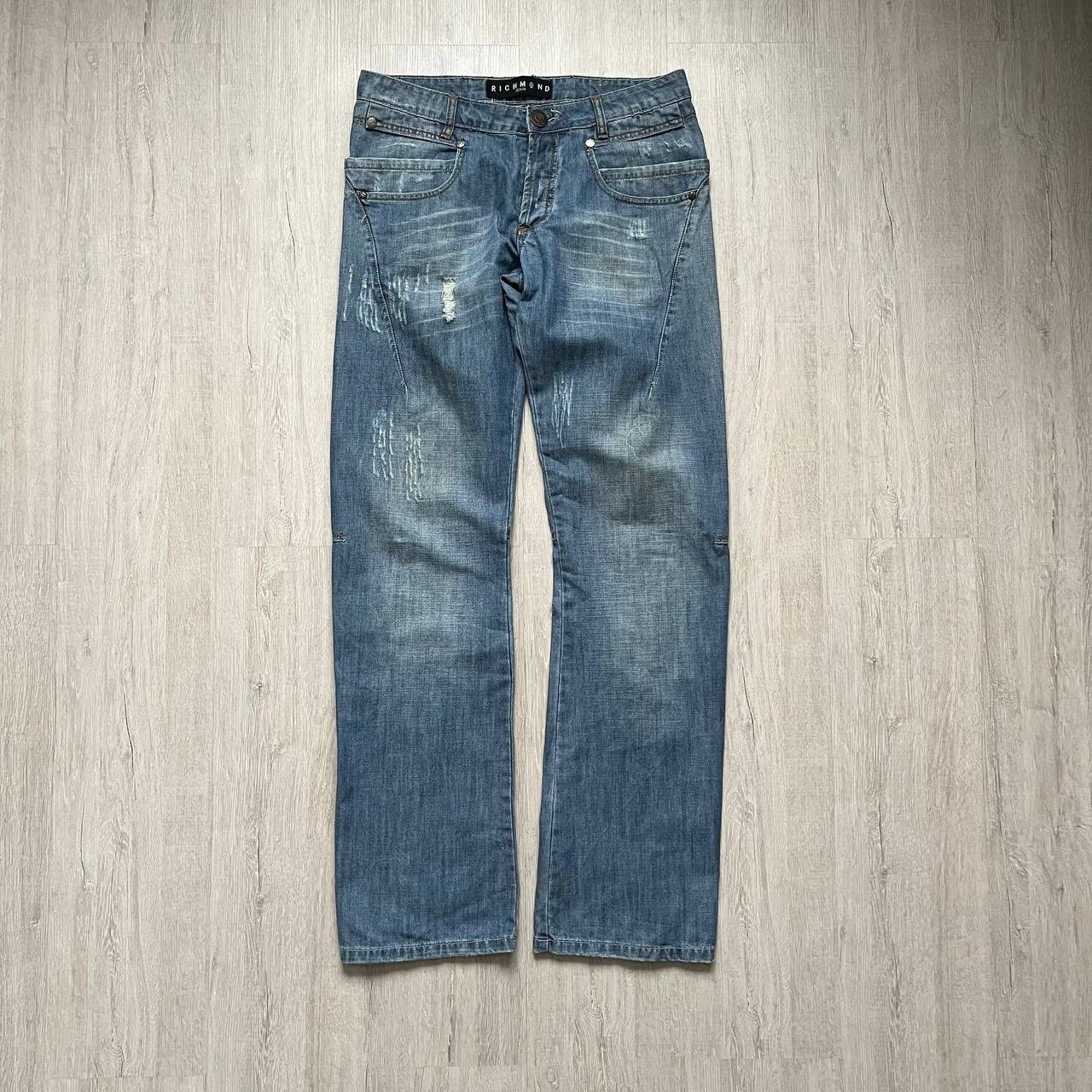 image of John Richmond Distressed Denim Multipocket in Blue, Men's (Size 34)