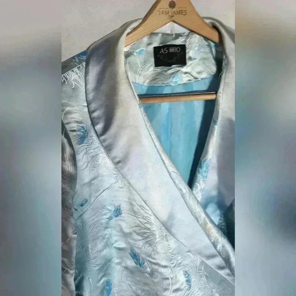 Vintage AS HRO blue satin floral pattern jacket sz 24 Size 4XL / US 24-26 - 2 Thumbnail