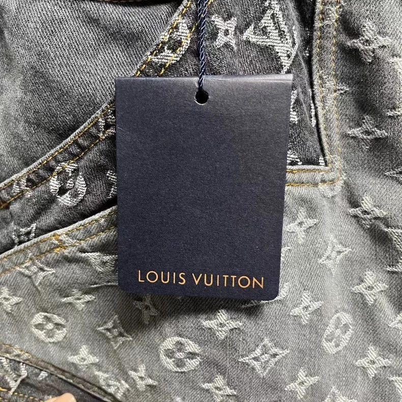 Louis Vuitton louis vuitton black gray irregular full print logo jeans-25 Size US 30 / EU 46 - 4 Thumbnail