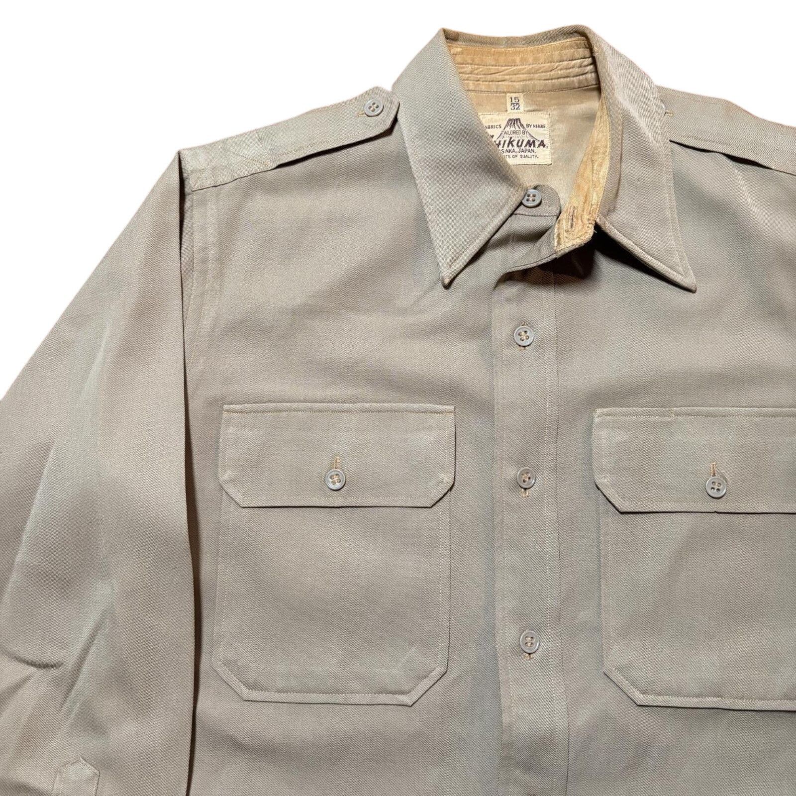 Vintage Vtg Chikuma Japanese Cotton Rayon Gabardine Uniform Shirt Size US L / EU 52-54 / 3 - 1 Thumbnail
