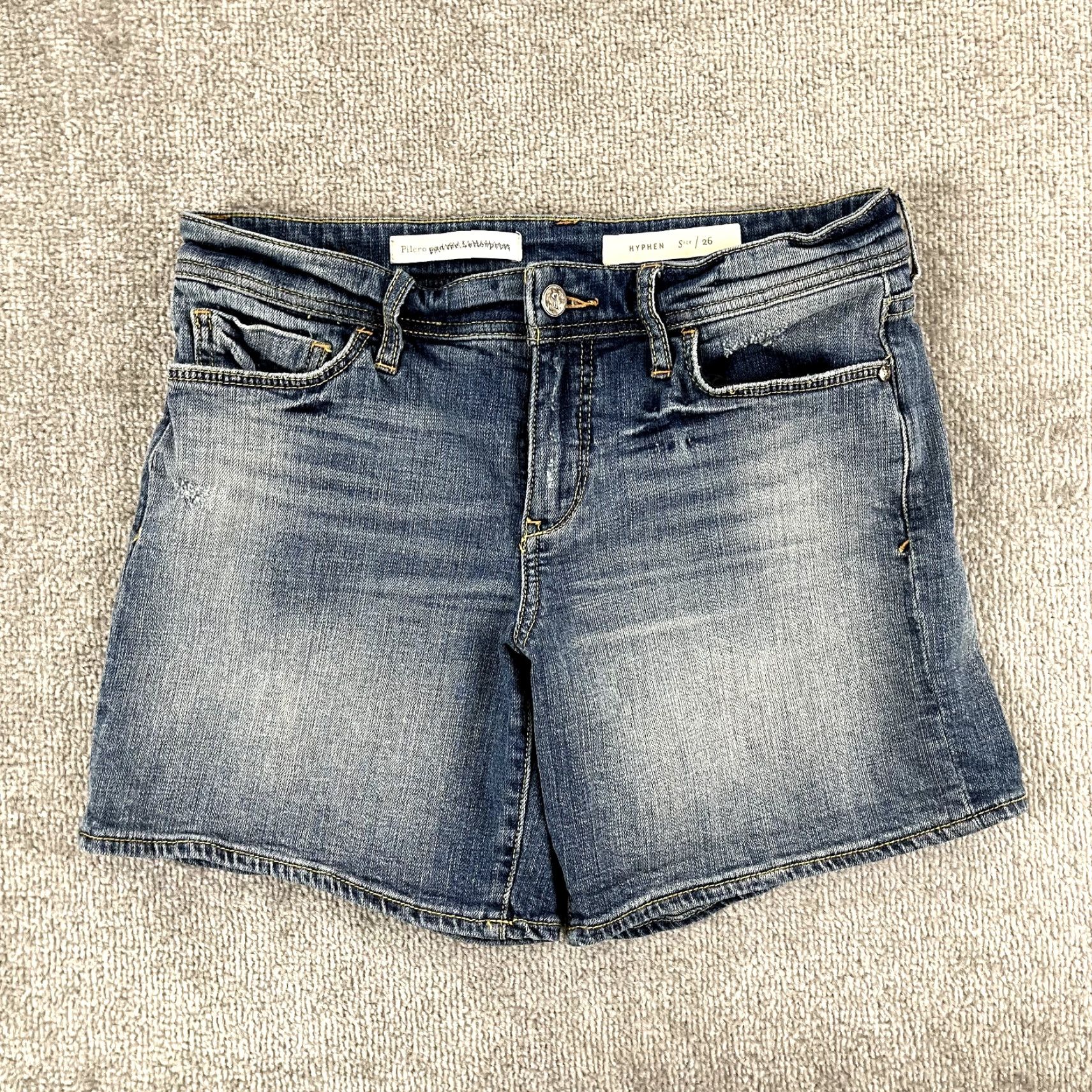 Vintage PILCRO & THE LETTERPRESS Shorts Women Size 26 x 6.5" HYPHEN Distressed Denim Size 26" / US 2 / IT 38 - 2 Thumbnail