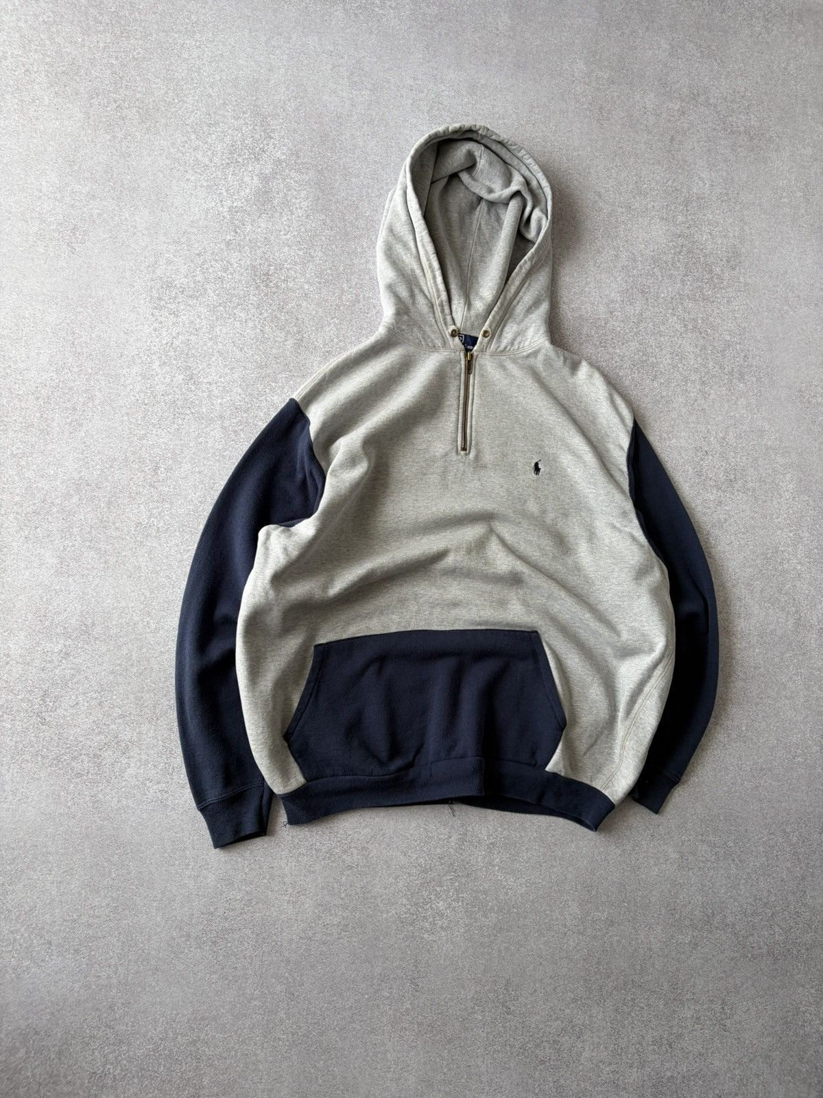Polo Ralph Lauren VTG Polo Ralph Lauren Half Zip Hoodie Gray Navy Men’s SZ XL Size US XL / EU 56 / 4 - 4 Thumbnail