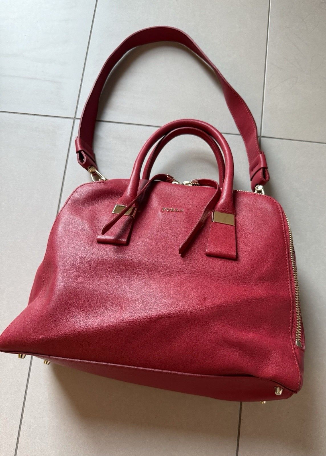 Furla Furla Twiggy Red Hand satchel Bag Leather 2 Way Tote Bag Size ONE SIZE - 6 Thumbnail