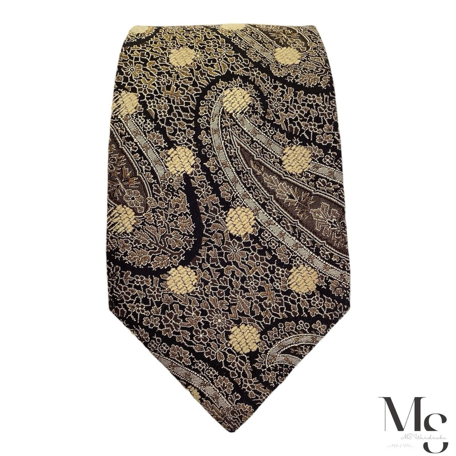 Kenzo KENZO HOMME Gold Paisley Luxury Silk Tie Made In Italy W: 3. Size ONE SIZE - 2 Thumbnail