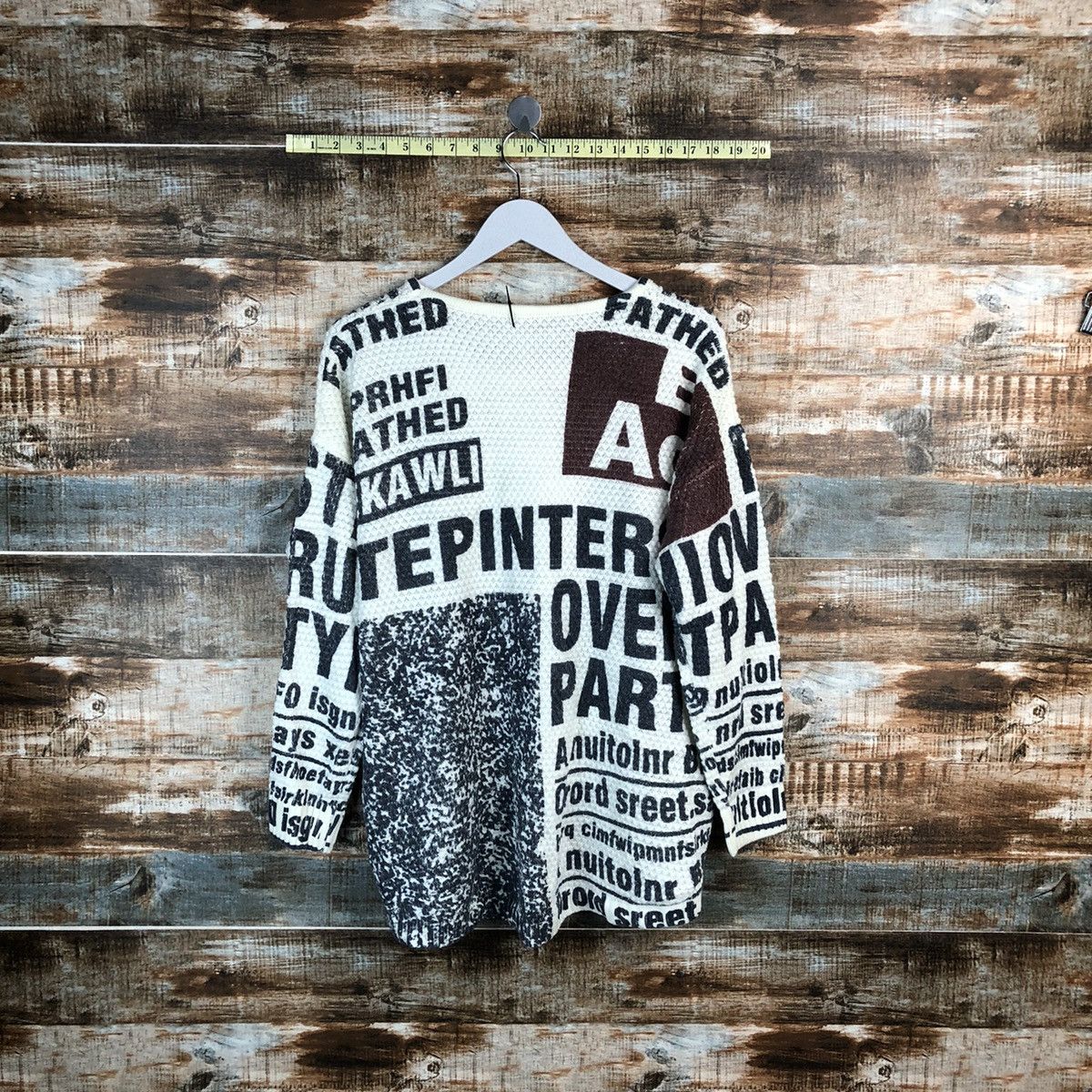 Homespun Knitwear × Japanese Brand Japan vintage White Full Print Knitwear #A1696 Size L / US 10 / IT 46 - 14 Thumbnail
