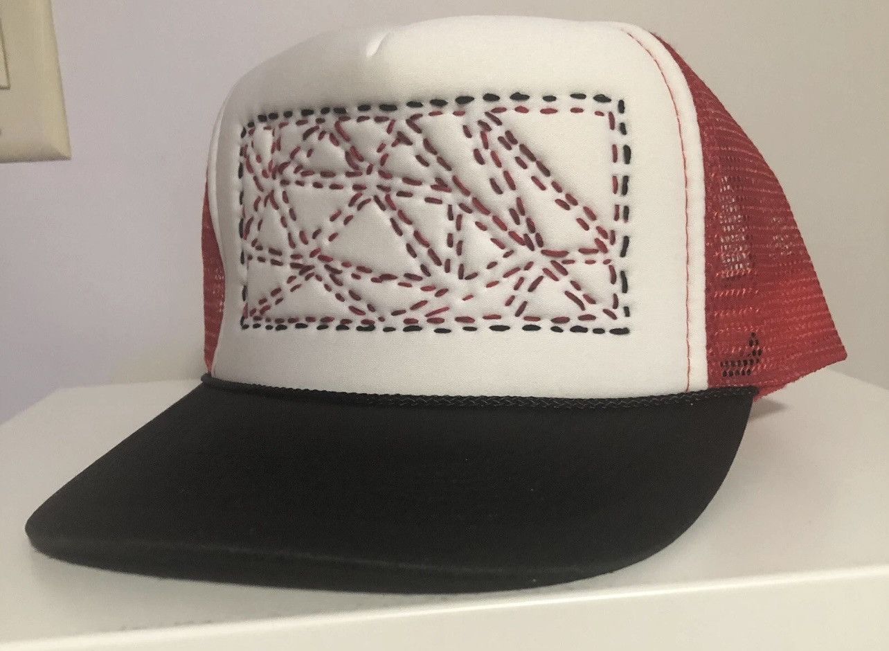 Other Red and White Trucker Hat Sashiko Hand Stitched 1/1 Size ONE SIZE - 1 Thumbnail