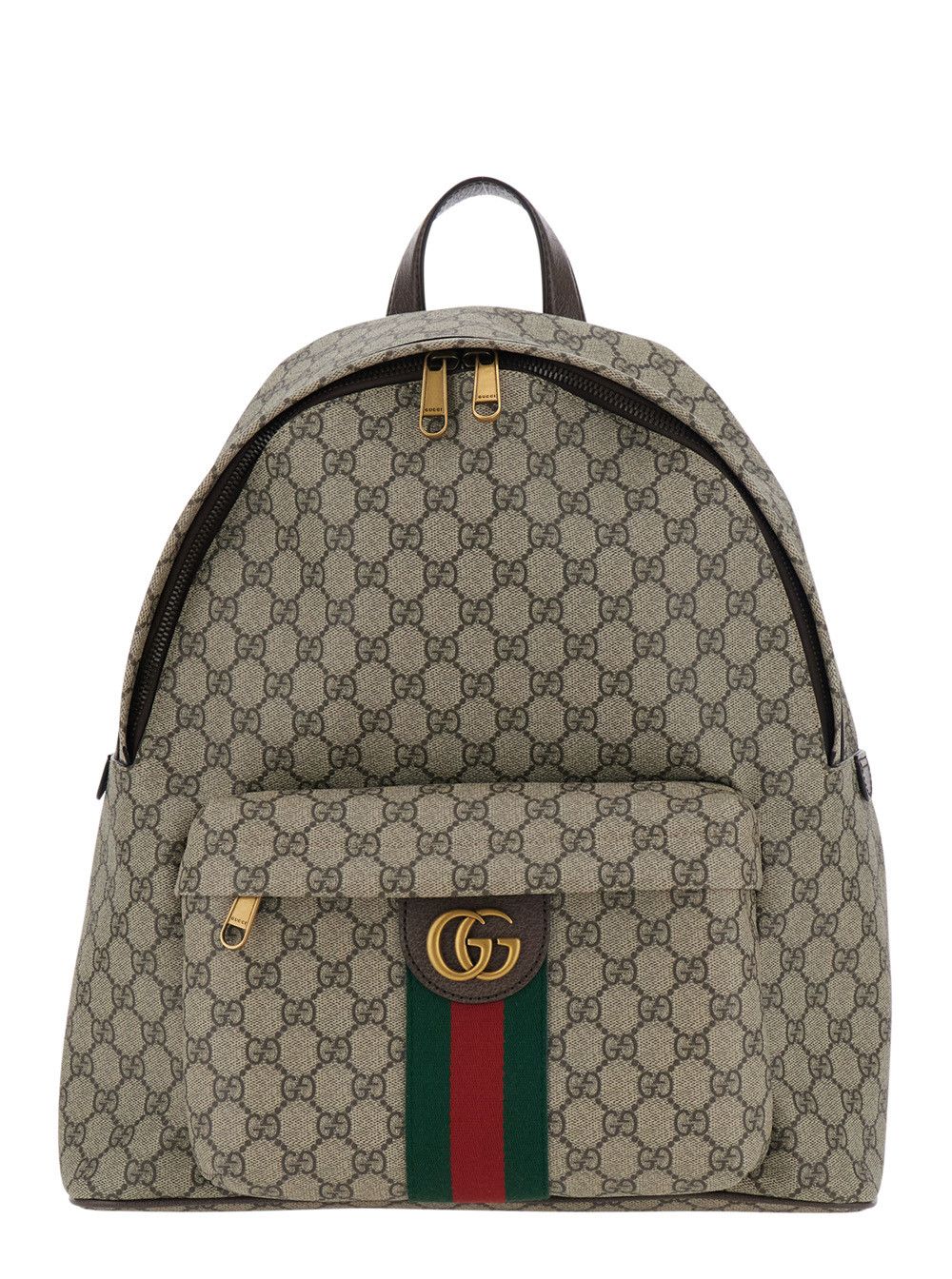 Gucci 'Ophidia' Beige Backpack with GG Plate and Web Detail on the Front in GG Canvas for Men Size ONE SIZE - 1 Thumbnail
