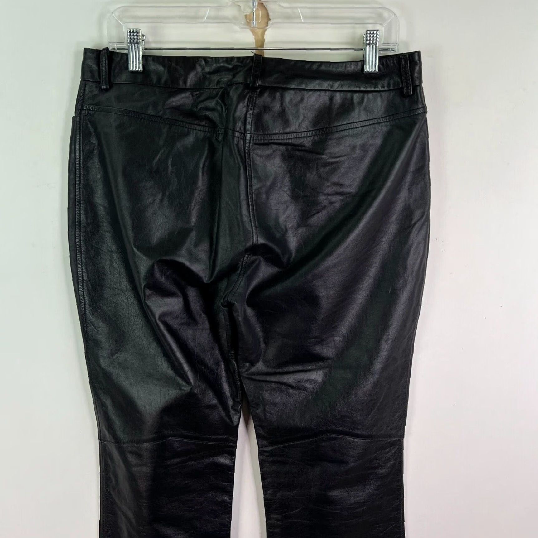 Express VINTAGE Express Leather Lined Pants Women Black Straight Leg 32x32 Size 10 90s Rock Biker Women's Size 32" / US 10 / IT 46 - 5 Thumbnail