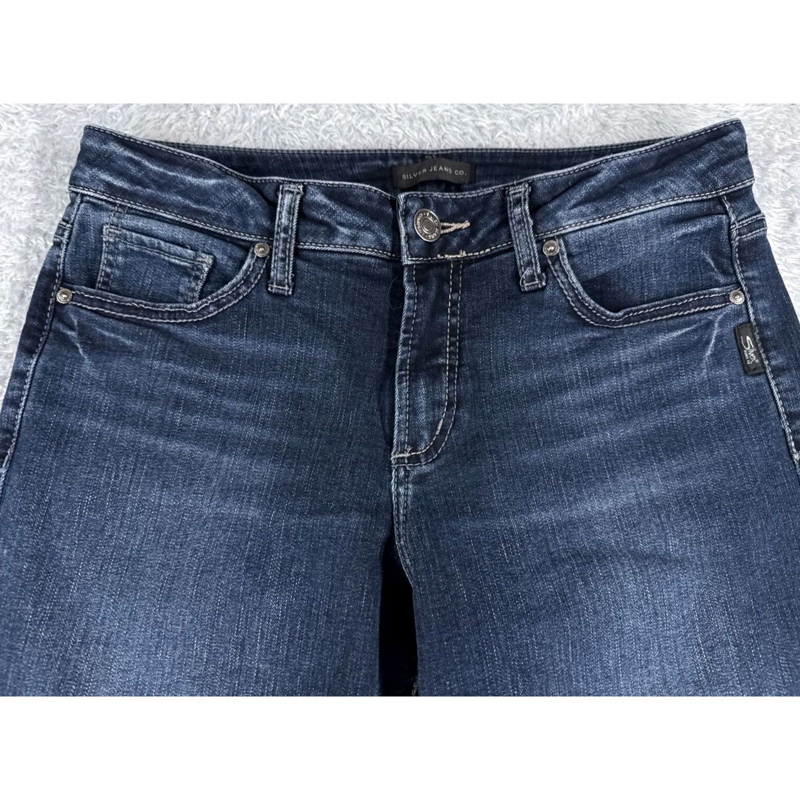 Silver Jeans Co. Silver Jeans Suki Blue Denim Bootcut Jeans Women 31x31 Embroidered 5-Pocket Cotton Blend Medium Wash Slim Distressed N/A Size 24" / US 00 / IT 34 - 4 Thumbnail