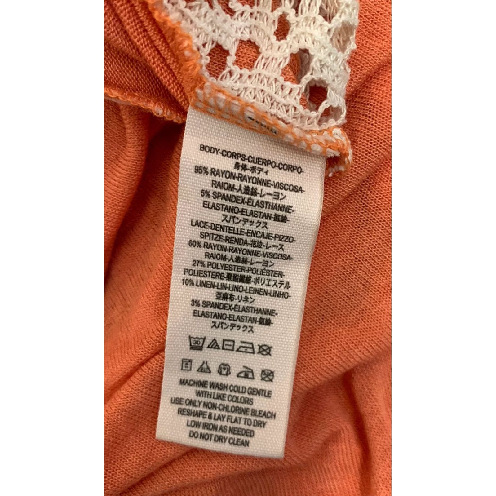 Free People Free People Tank Top Shirt Womens M Orange Lace Spaghetti Strap Sleeveless V-Neck Cropped Casual Knit Lightweight Stretch Size M / US 6-8 / IT 42-44 - 7 Thumbnail
