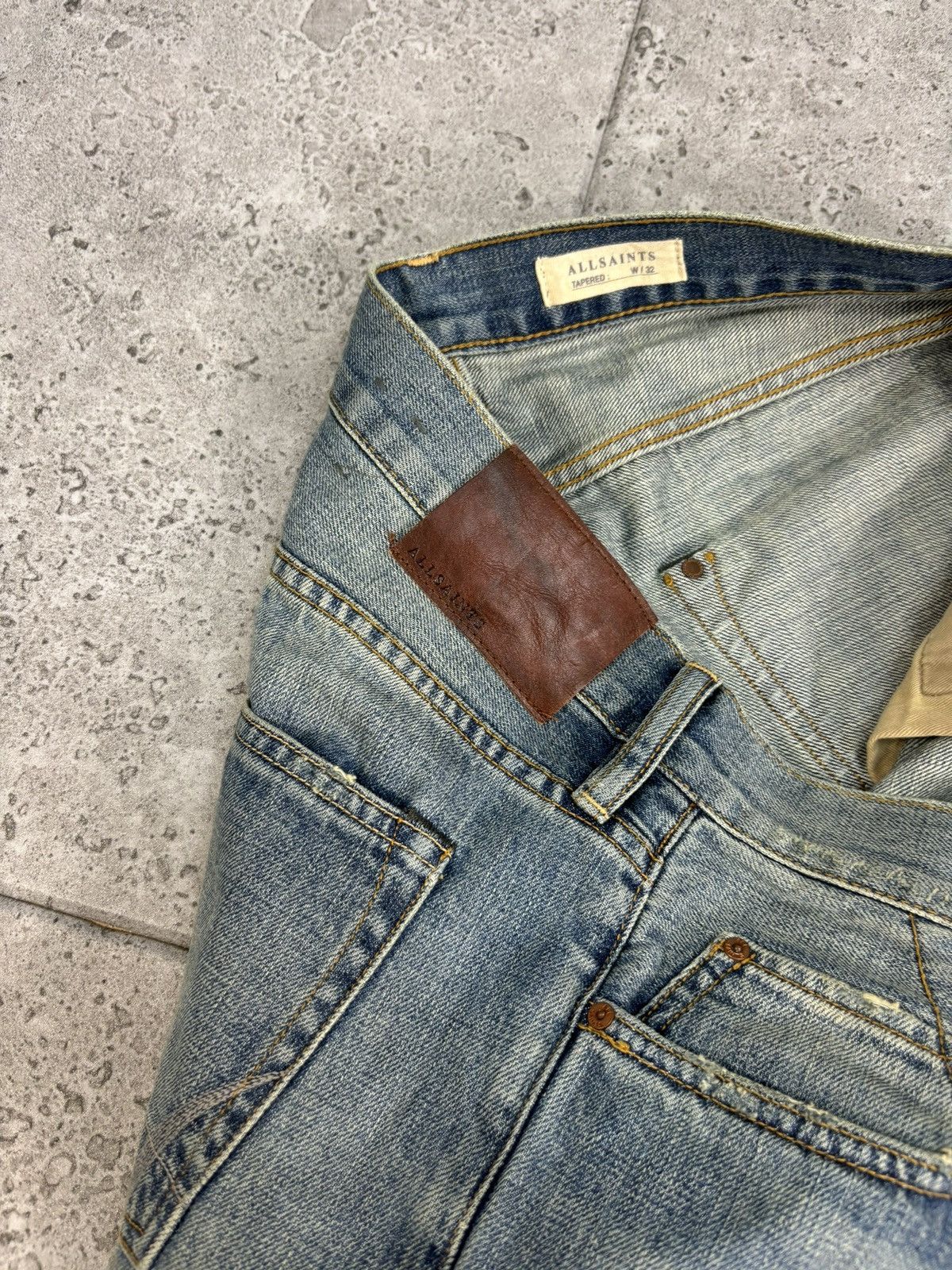 Allsaints × Japanese Brand All Saints Distressed Faded Knee Denim Jeans Pants 00s Y2K Size US 32 / EU 48 - 9 Thumbnail