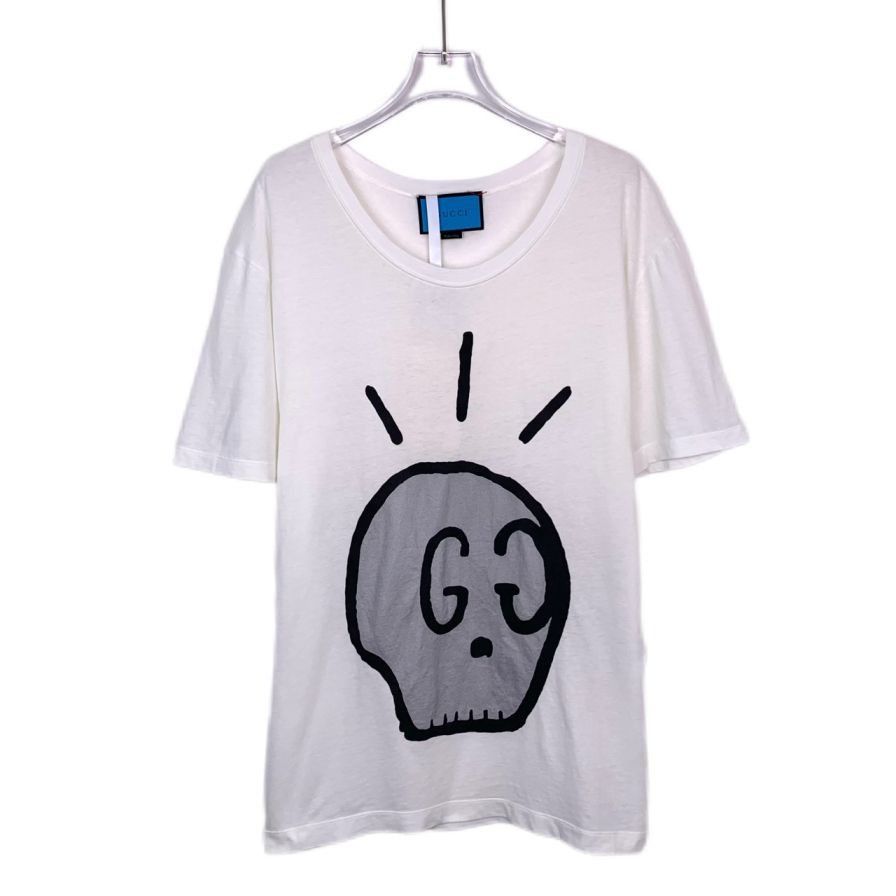Gucci Gucci Skull Print White Round-Neck Short-Sleeve T-Shirt (Siz Size US S / EU 44-46 / 1 - 1 Thumbnail