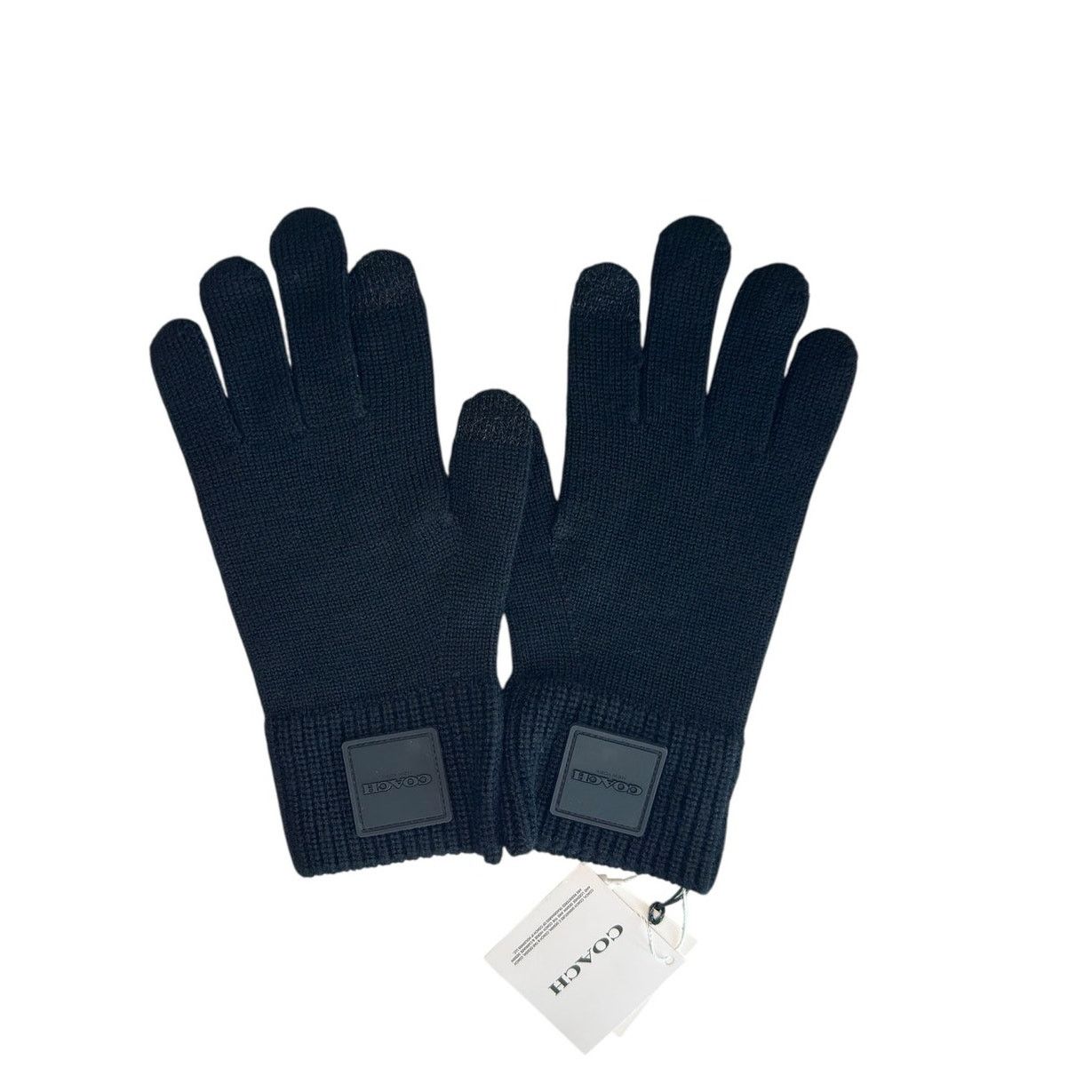 Coach Coach Knit Tech Gloves With Rubber Patch Black S/M Size ONE SIZE - 1 Thumbnail