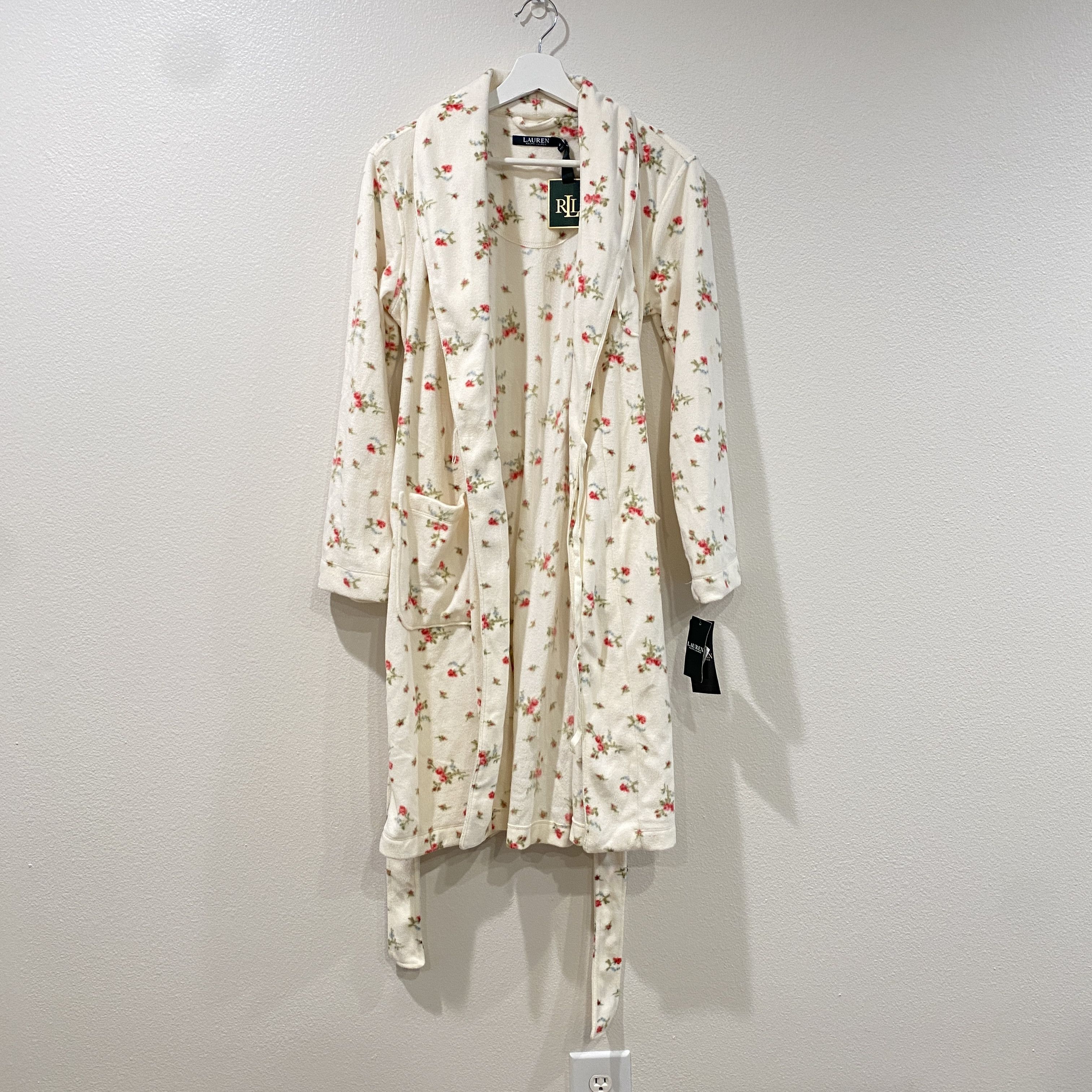 Ralph Lauren Lauren Ralph Lauren Ivory Floral Fleece Wrap Robe Size S / US 4 / IT 40 - 5 Thumbnail