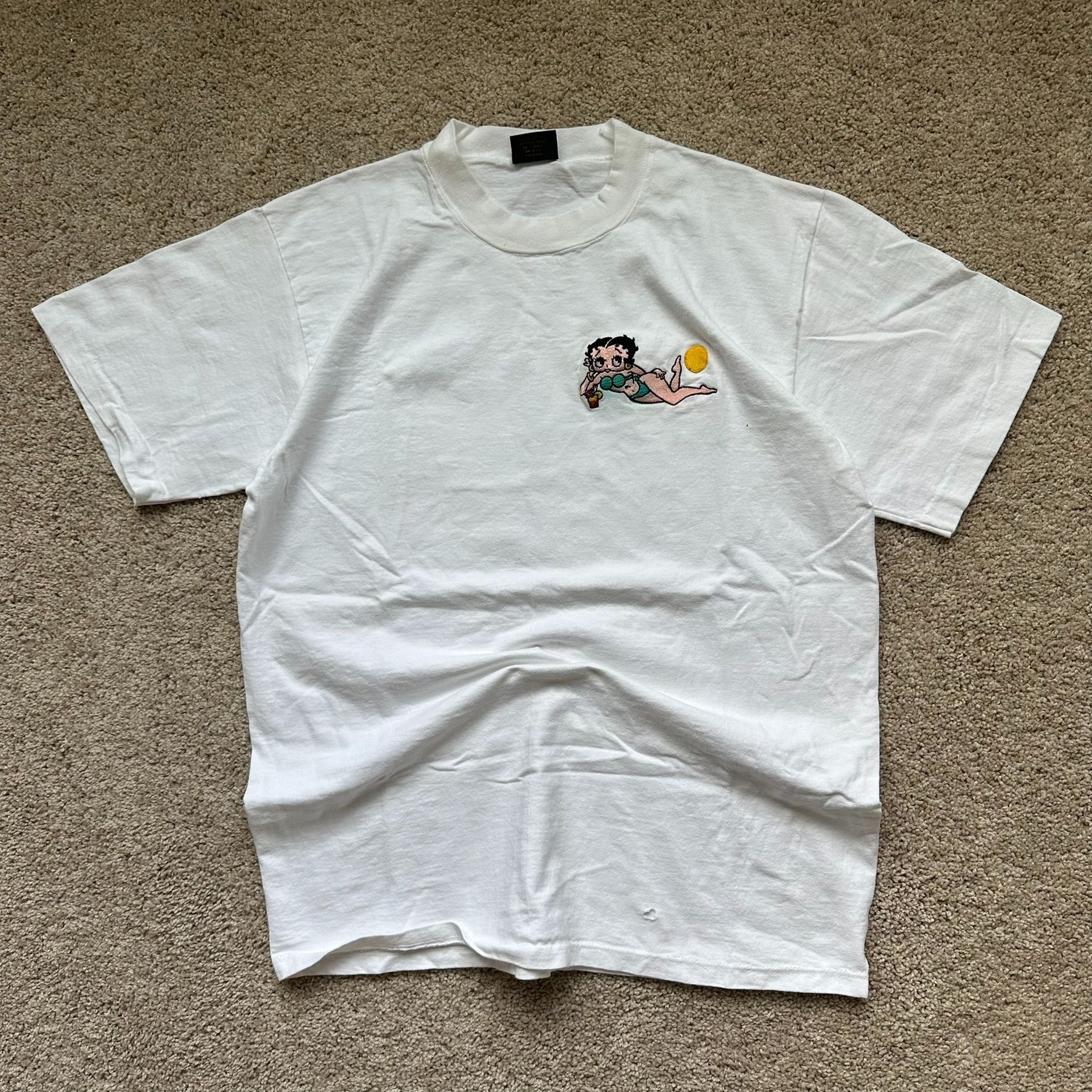 Changes Vintage 90s Betty Boop Beach T-Shirt Embroidered Single Stit Size US L / EU 52-54 / 3 - 1 Thumbnail