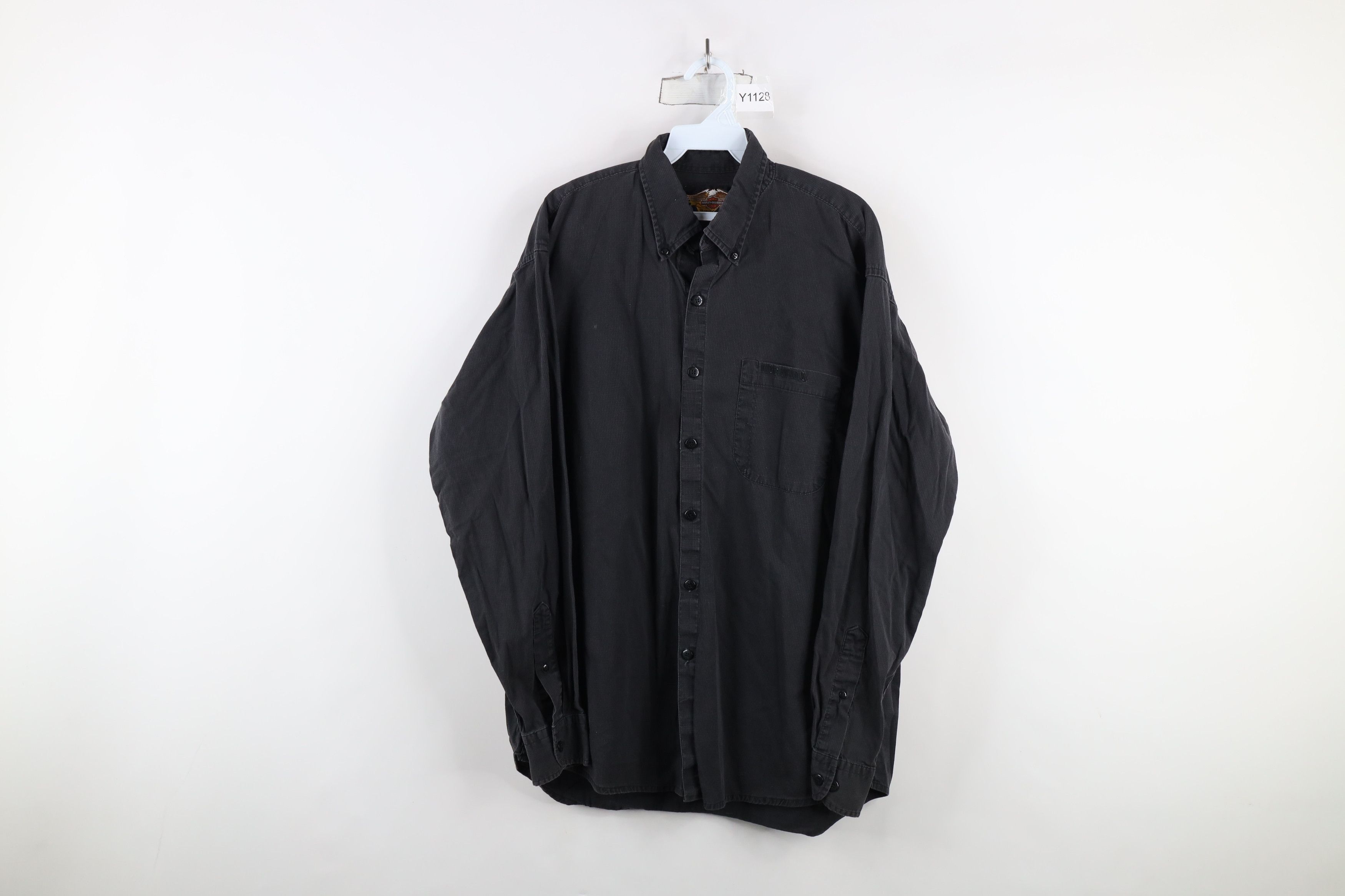 Harley Davidson × Vintage Vintage Harley Davidson Spell Out Collared Button Down Shirt Size US M / EU 48-50 / 2 - 1 Thumbnail