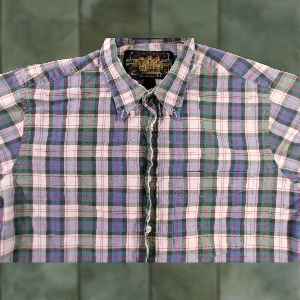 Ralph Lauren VINTAGE Ralph Lauren Chaps Shirt Mens M Plaid Blue Cotton Oxford Button-Up Long Sleeve Size US M / EU 48-50 / 2 - 1 Thumbnail