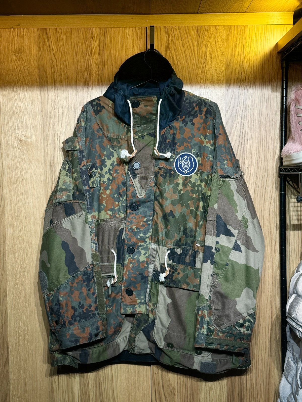 image of J W Anderson x Loewe $2046 Eye Loewe Nature Hooded Parka Jacket Fleece Lining 48 in Camouflage (Siz