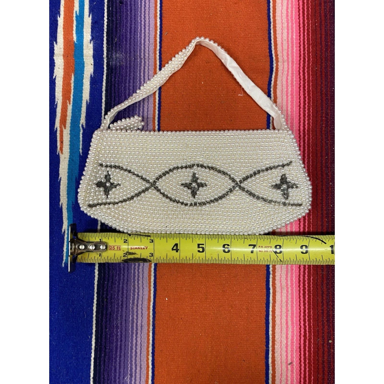Vintage VINTAGE Beaded Purse Hand Bag Clutch Art Deco 9” Faux Pearl EUC Women White Accessories Purses Cocktail Purse Women Size ONE SIZE - 7 Thumbnail
