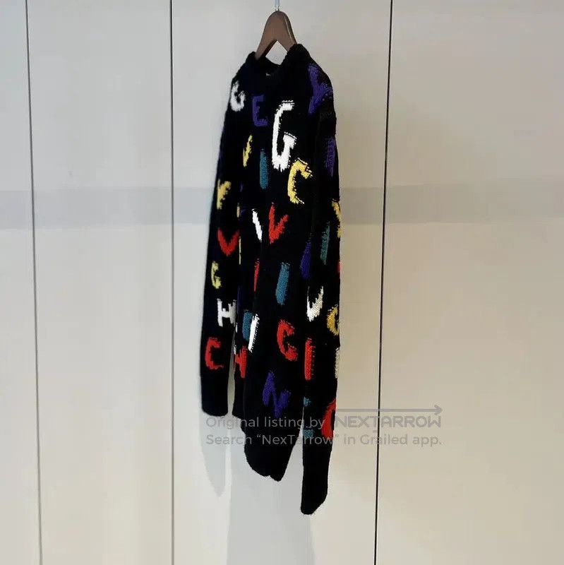 Givenchy Givenchy Black Wool Knit Sweater with Colorful Letters . Size XS / US 0-2 / IT 36-38 - 3 Thumbnail