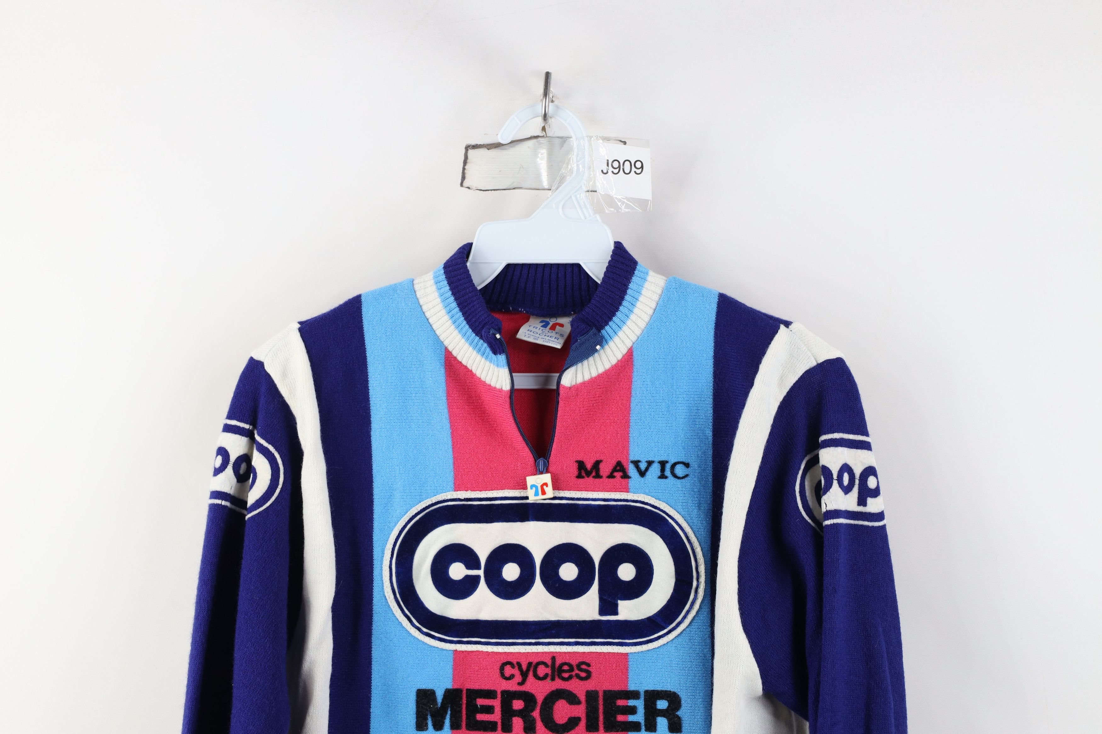 Vintage Vintage 80s Cycles Mercier Knit Long Sleeve Cycling Jersey Size US M / EU 48-50 / 2 - 2 Thumbnail