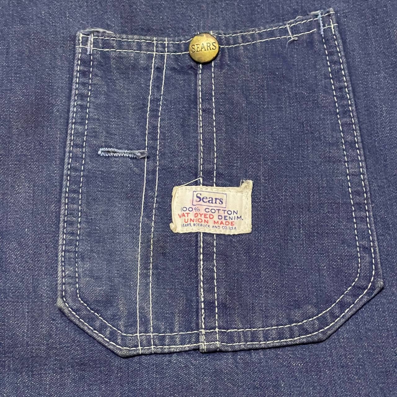 Sears True Vintage 50s 60s Sears Vat Dyed Denim Chore Work Jacket Size US L / EU 52-54 / 3 - 7 Thumbnail
