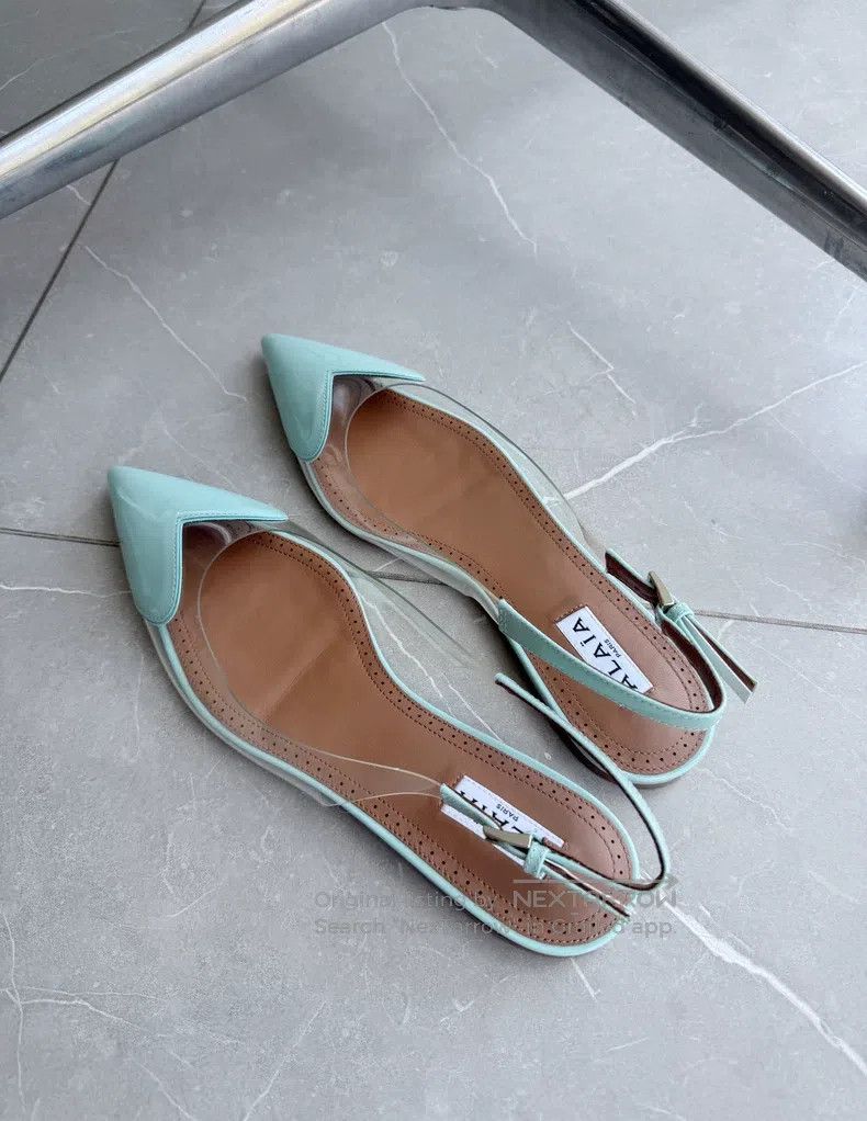 Alaia Alaia Heart-Shaped Flat Shoes, Mint Green, Transparent PVC Size US 6.5 / IT 36.5 - 4 Thumbnail