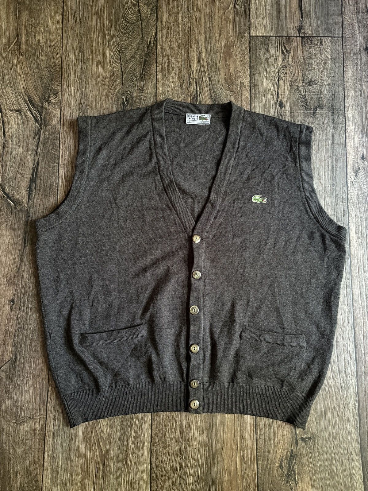 Lacoste Vintage 1980s Lacoste Chemise Wool Cardigan Vest Sweater Size US XL / EU 56 / 4 - 1 Thumbnail