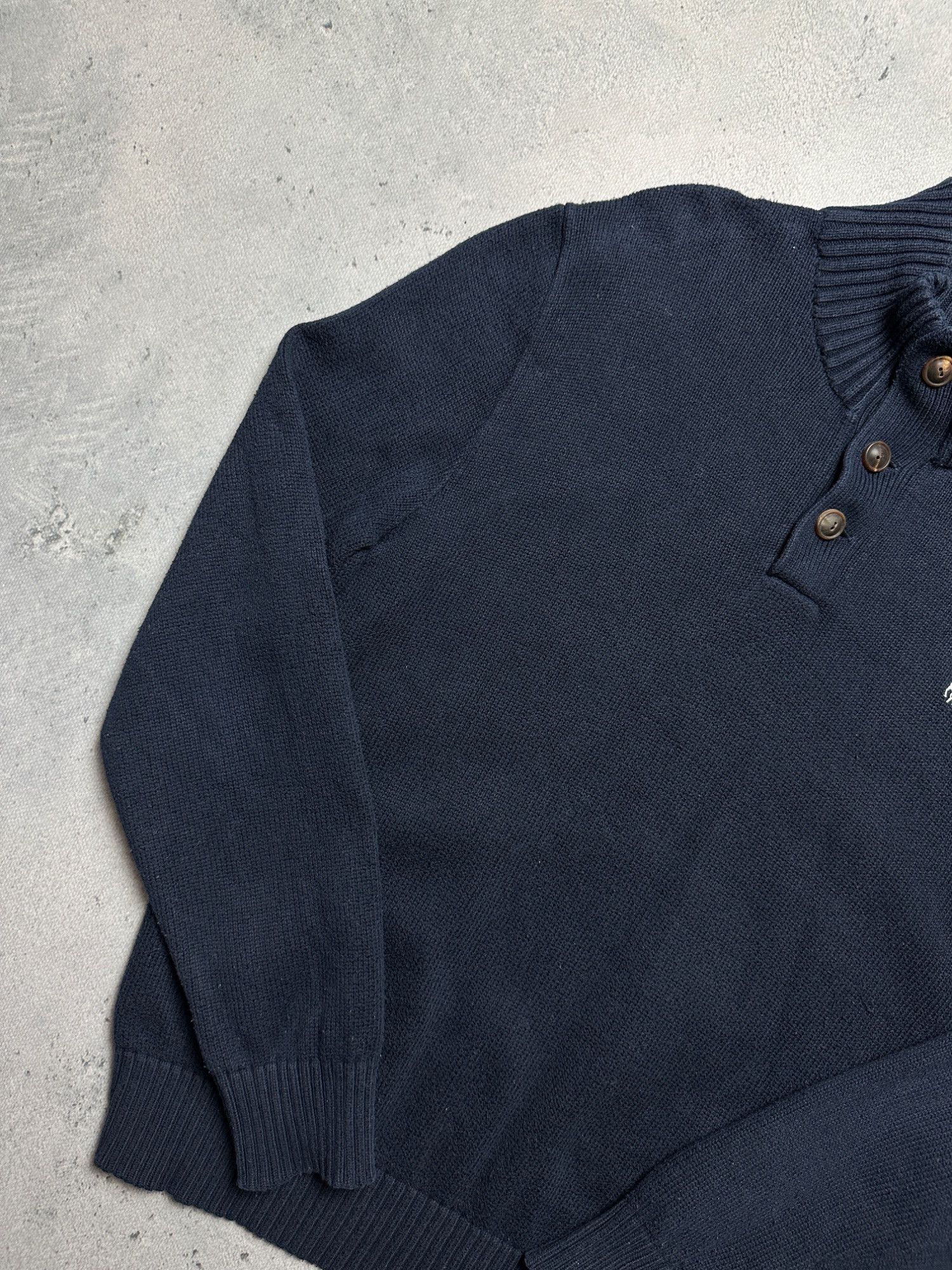 Polo Ralph Lauren Polo Ralph Lauren Navy Cotton Knit Sweater Button-Up y2k 90s Size US L / EU 52-54 / 3 - 5 Thumbnail