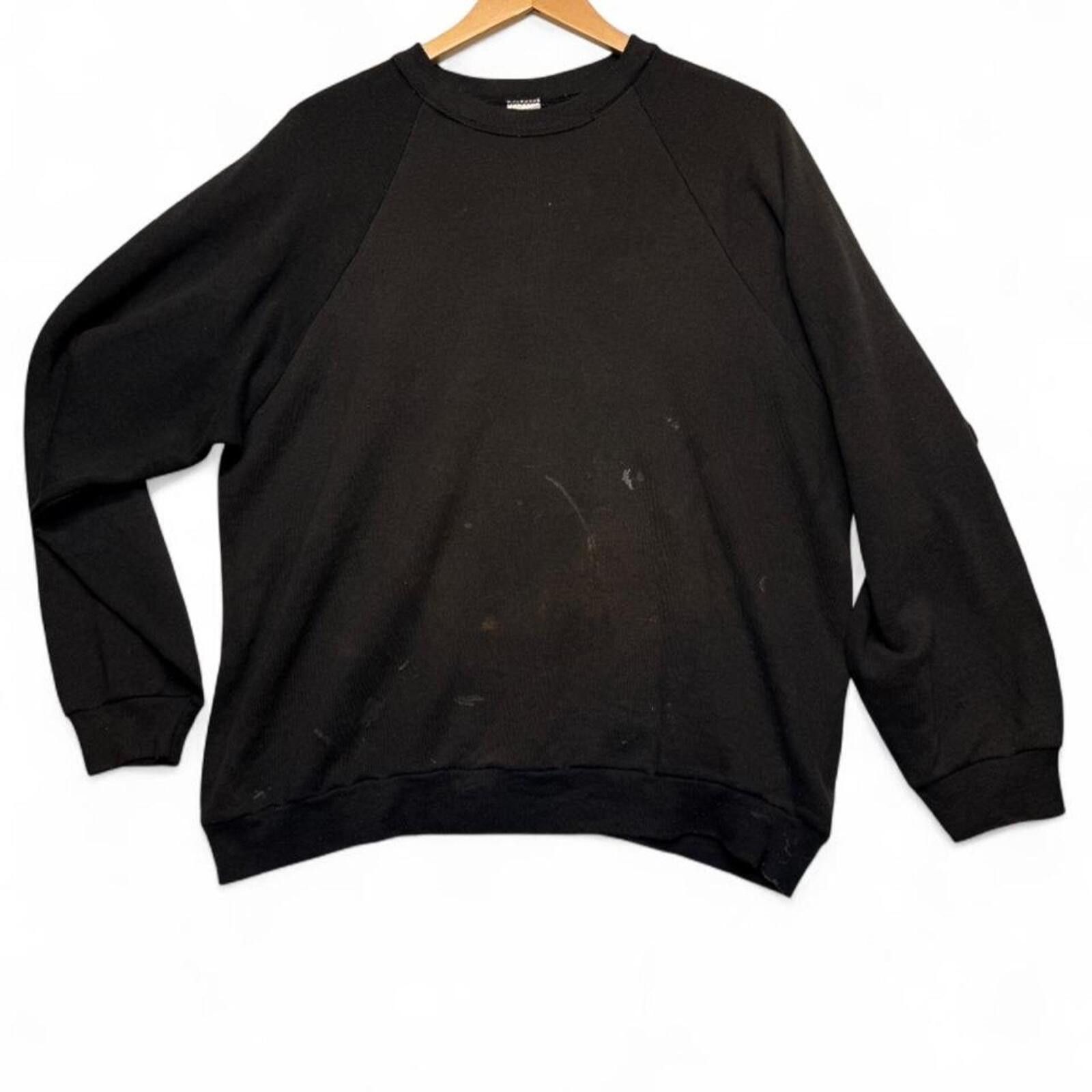Other Vintage thrashed 90s black blank crewneck sweatshirt Size US XL / EU 56 / 4 - 1 Thumbnail