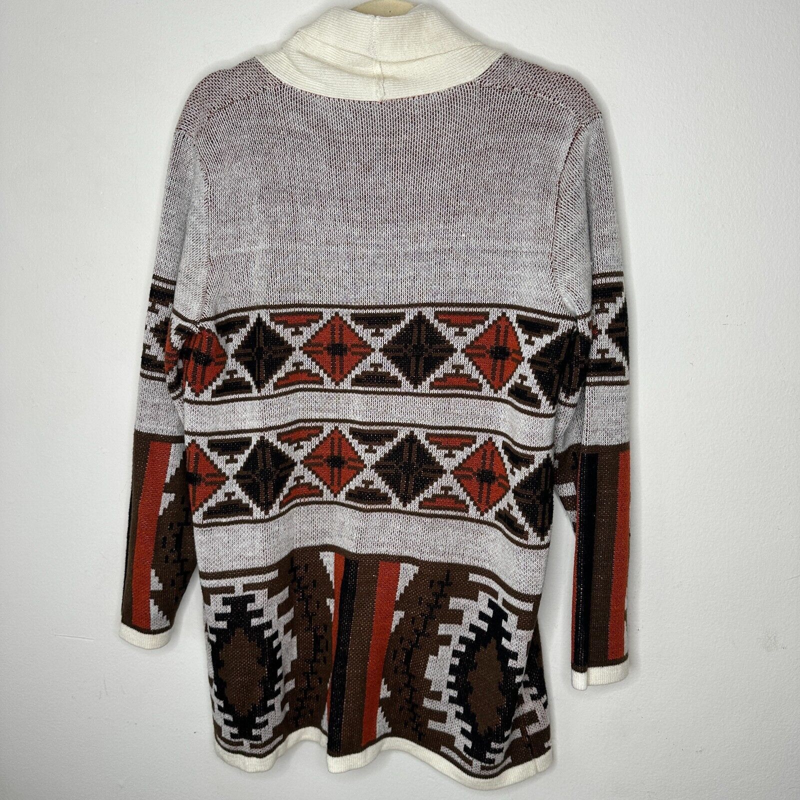 Other Mags & Pye Cream Brown Rust Native Aztec Longline Cardigan M Size M / US 6-8 / IT 42-44 - 4 Thumbnail