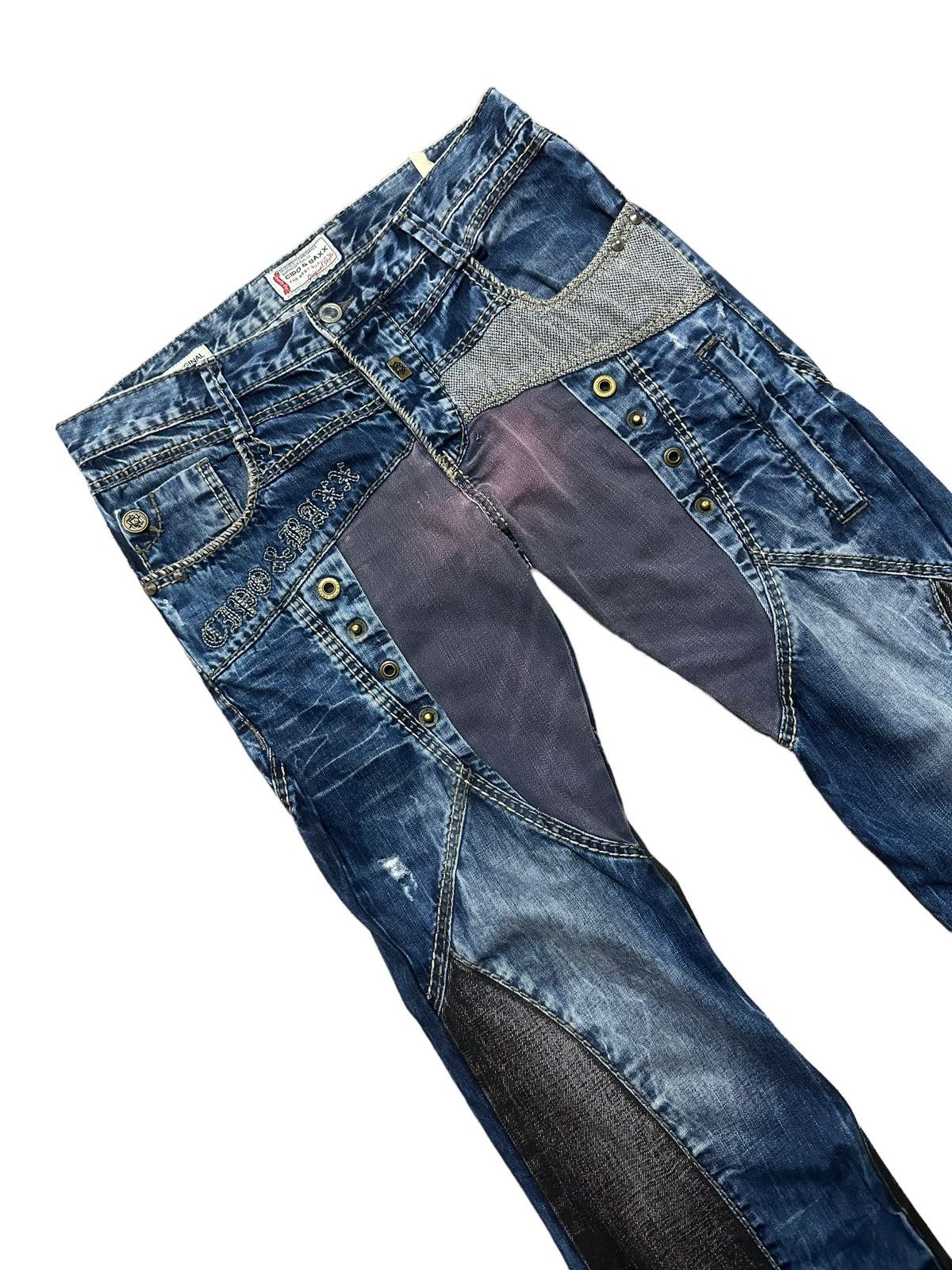 20471120 × Hysteric Glamour × Japanese Brand Cipo Denim Multicolor Distressed Pants Size US 35 - 3 Thumbnail