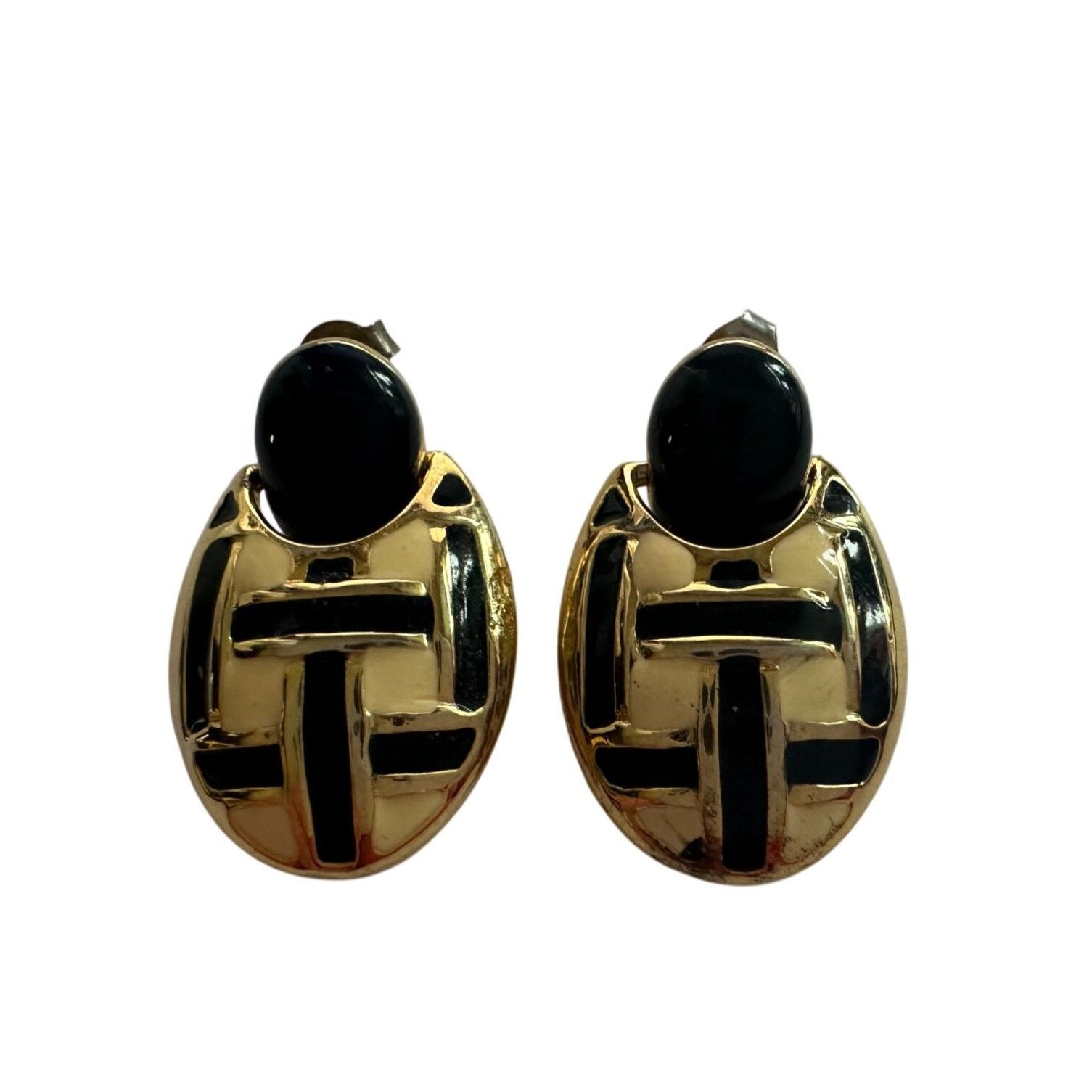 Other Women's Round Gold tone Dangle Earrings with Navy blue and W Size ONE SIZE - 7 Thumbnail