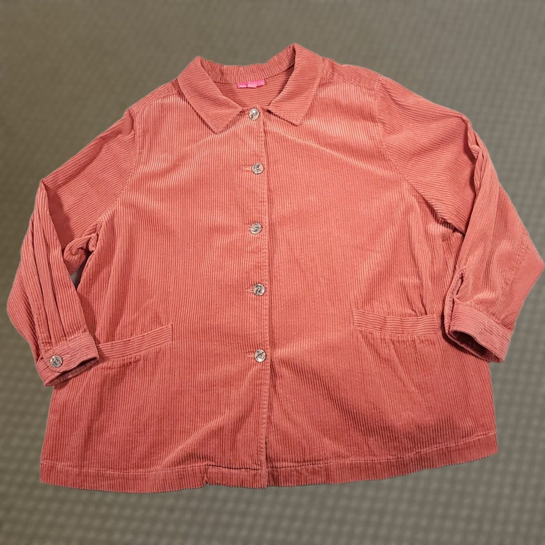 Vintage VINTAGE Woman Within Shacket Women's Plus 3X Pink Corduroy Coat Chore Jacket Lagenlook Shacket Size XXL / US 16-18 / IT 52-54 - 1 Thumbnail