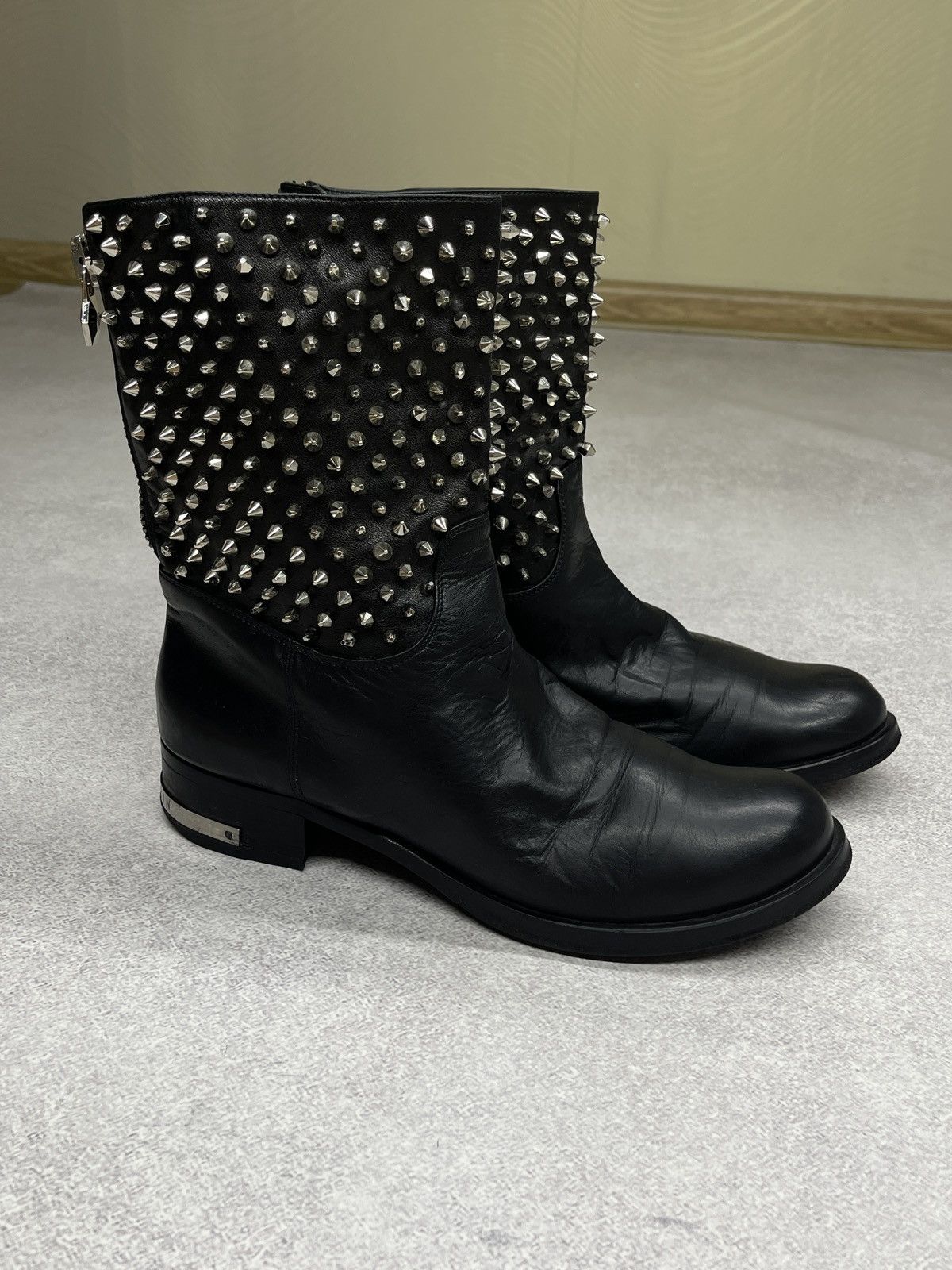 Philipp Plein Women Philipp Plein Spiked leather boots Black Italy Luxury Size US 8.5 / IT 38.5 - 2 Thumbnail