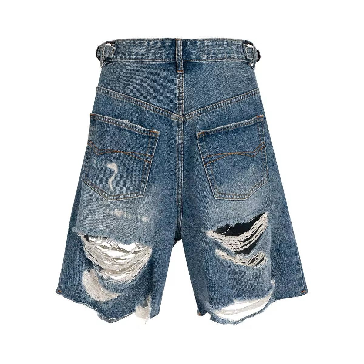 Japanese Brand × Jean Hole Washed Fringe Denim Shorts Size US 34 / EU 50 - 2 Thumbnail
