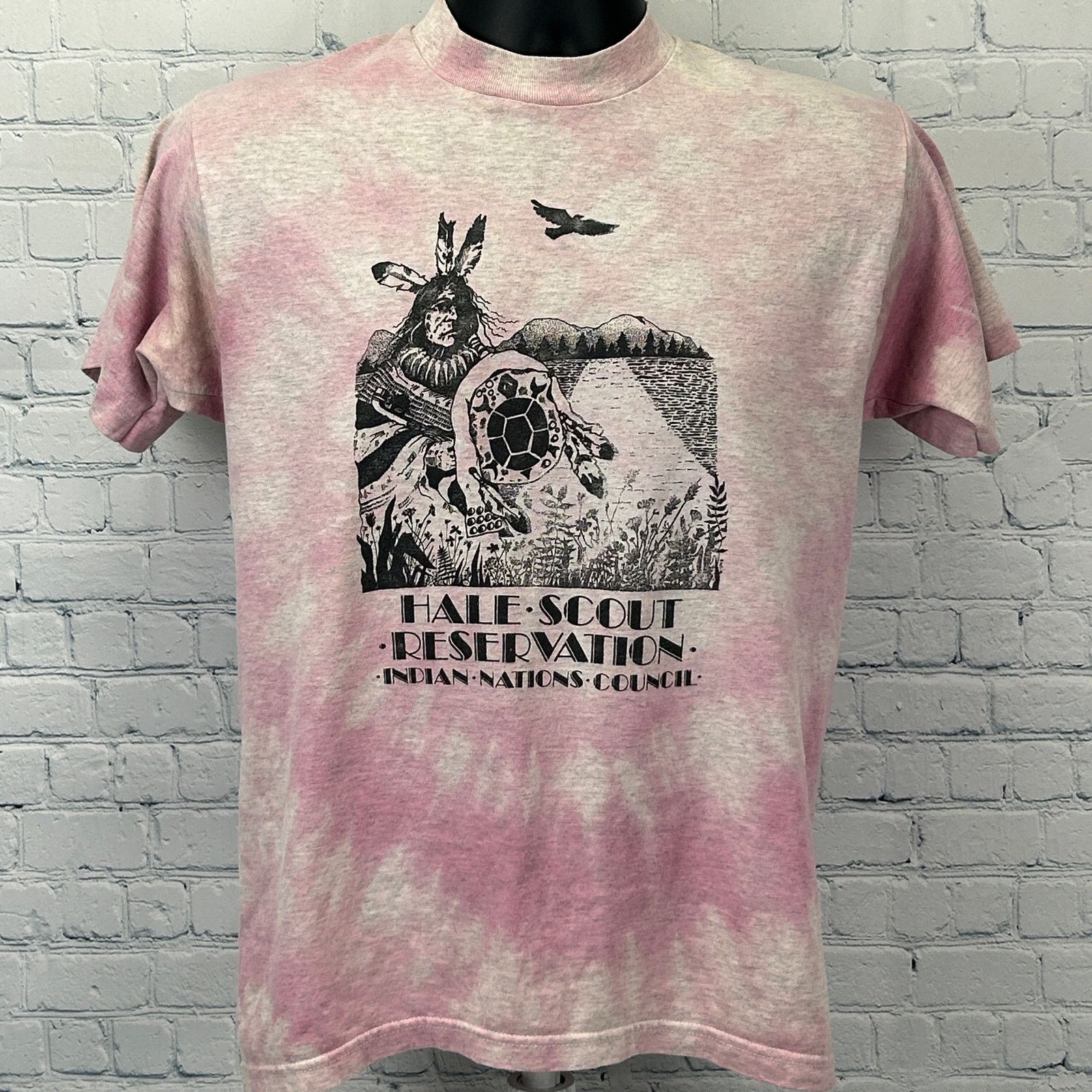 Fruit Of The Loom Vintage BSA Hale Scout Reservation T Shirt Boy Scouts Pink M Size US M / EU 48-50 / 2 - 2 Thumbnail