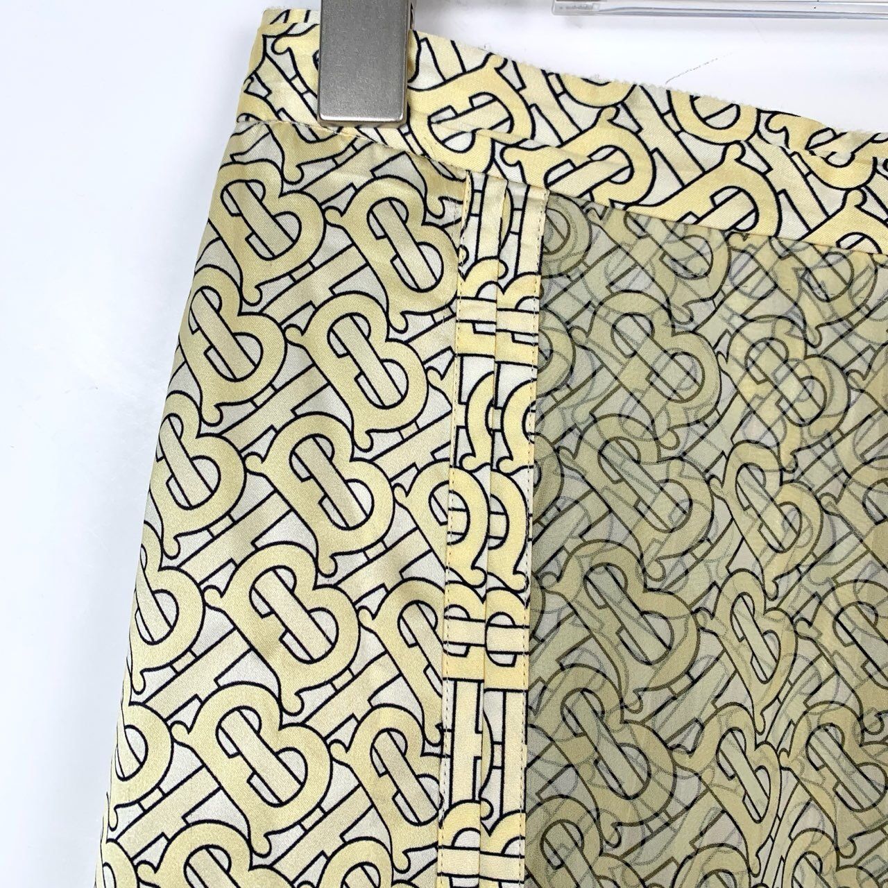 Burberry Burberry Womens Logo Print Silk Skirt Light Yellow Multi-Pan Size 38" / US 16 / IT 52 - 5 Thumbnail